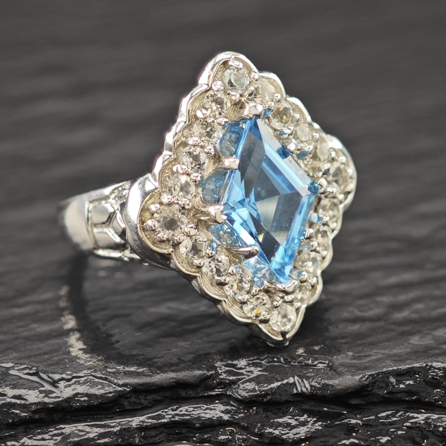 Topaz Statement Ring Sterling Silver Sz 6 1/4 R6096