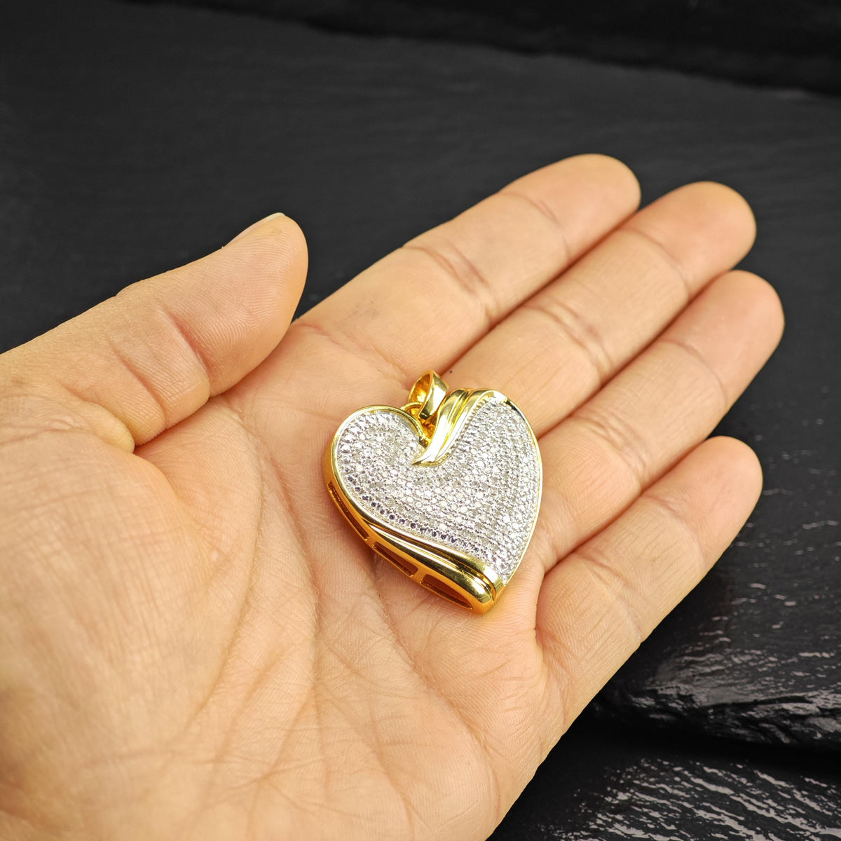 1/2 cttw Pave Diamond Gold-Plated Heart Pendant P3114