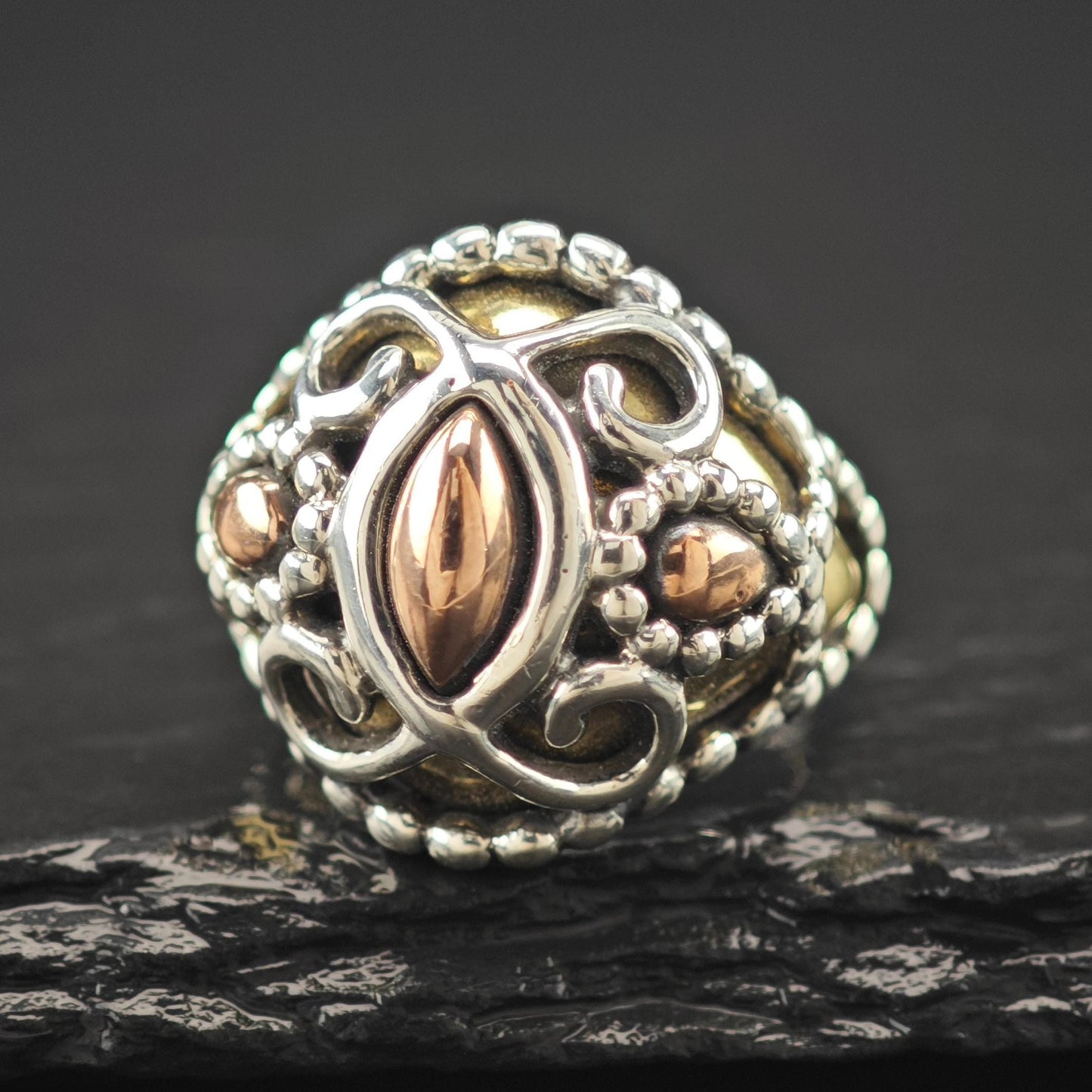 Carolyn Pollack Brass Copper Dome Ring Sterling Silver