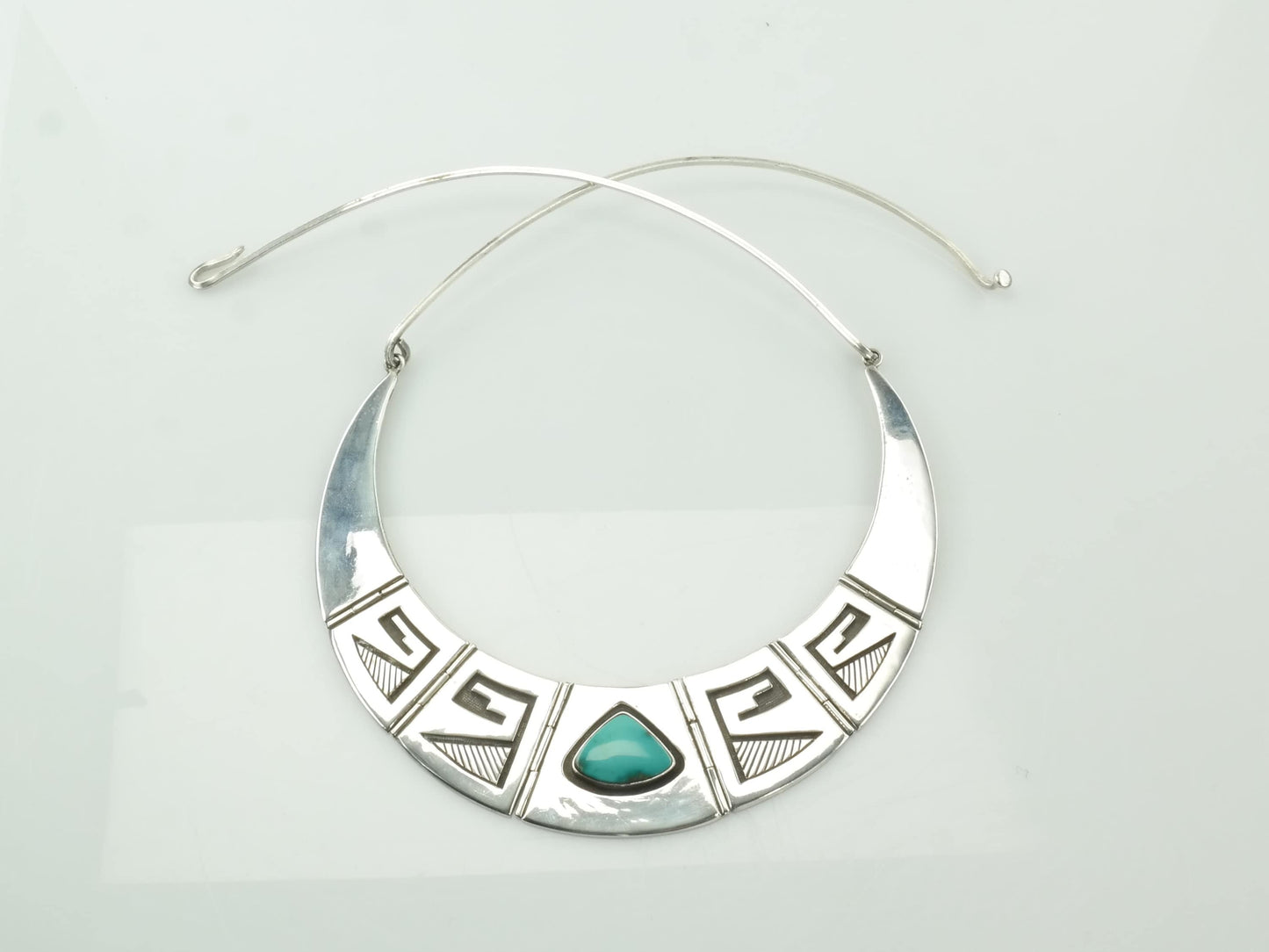 Vintage Native American Sterling Silver Blue Turquoise Overlay Necklace