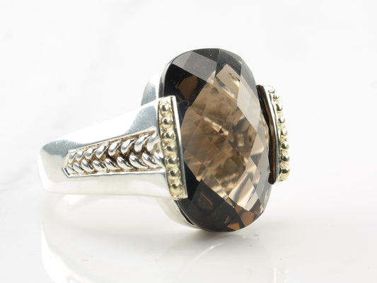 Michelle Albala Silver Ring Smoky Quartz Gold Accent Sterling Brown Size 10