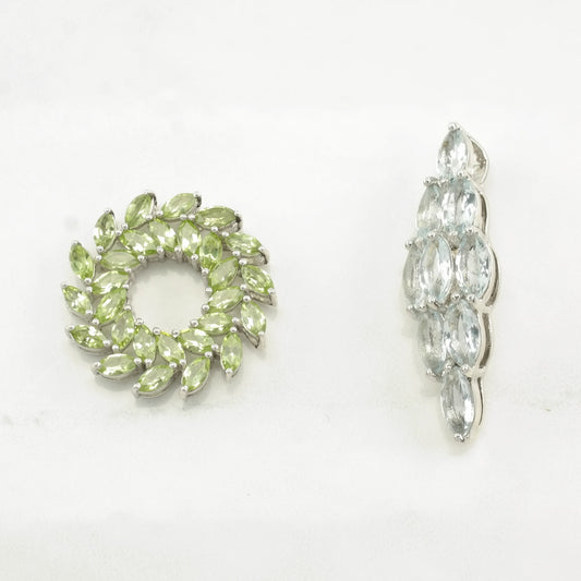 Vintage Peridot, Quartz Sterling Silver Pendant
