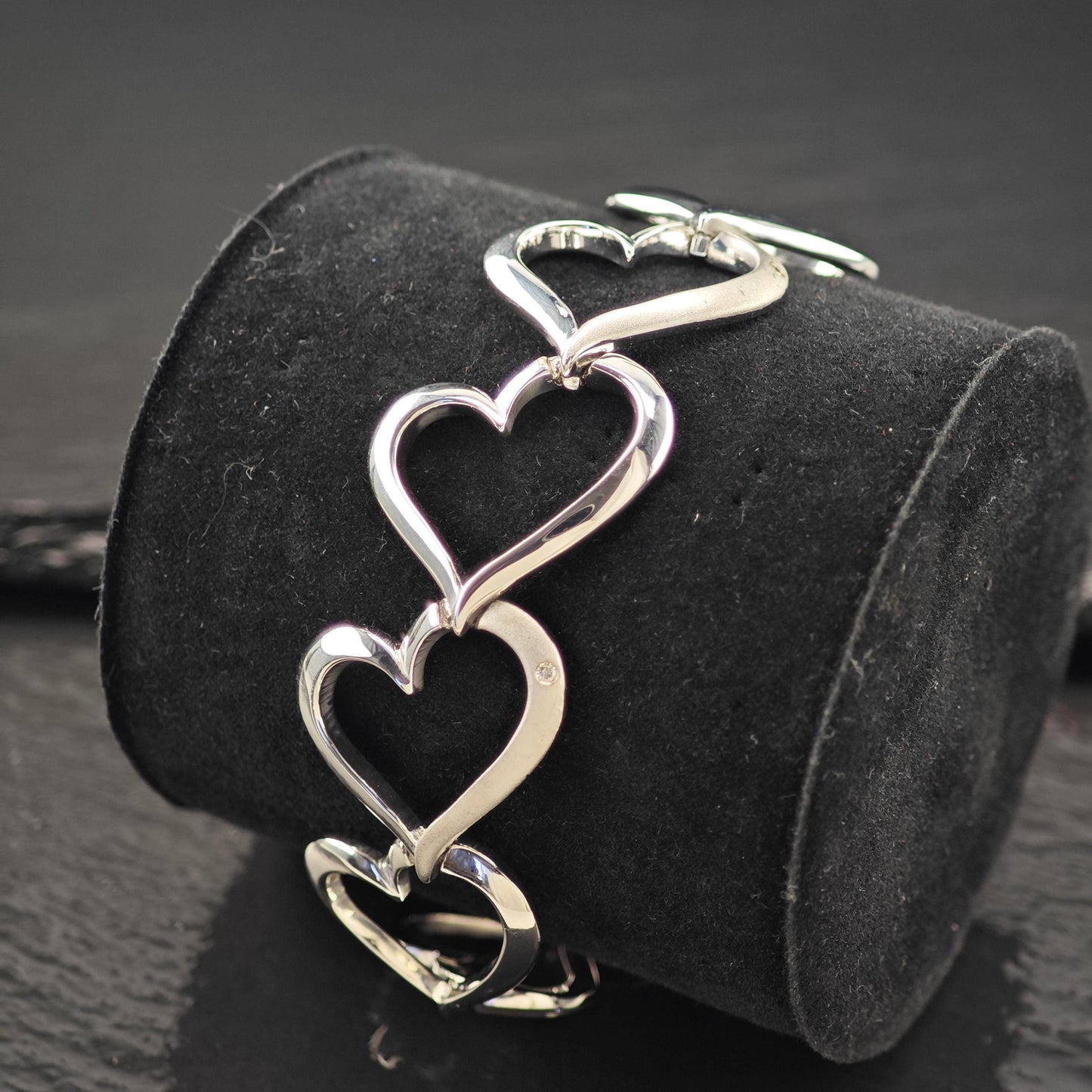 Heart Diamond Bracelet Sterling Silver Size 7 1/2" BR3006