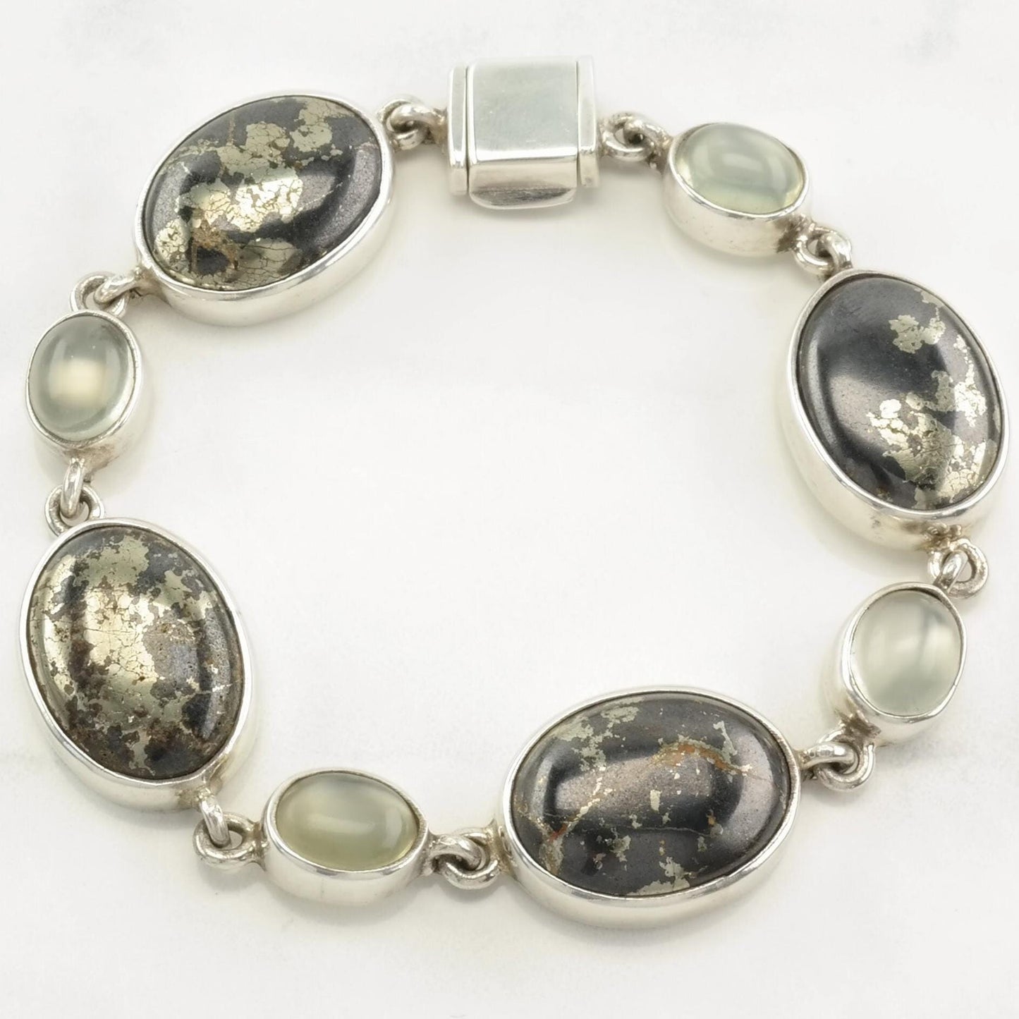 Designer Sterling Silver Link Bracelet Gemstone, Moonstone