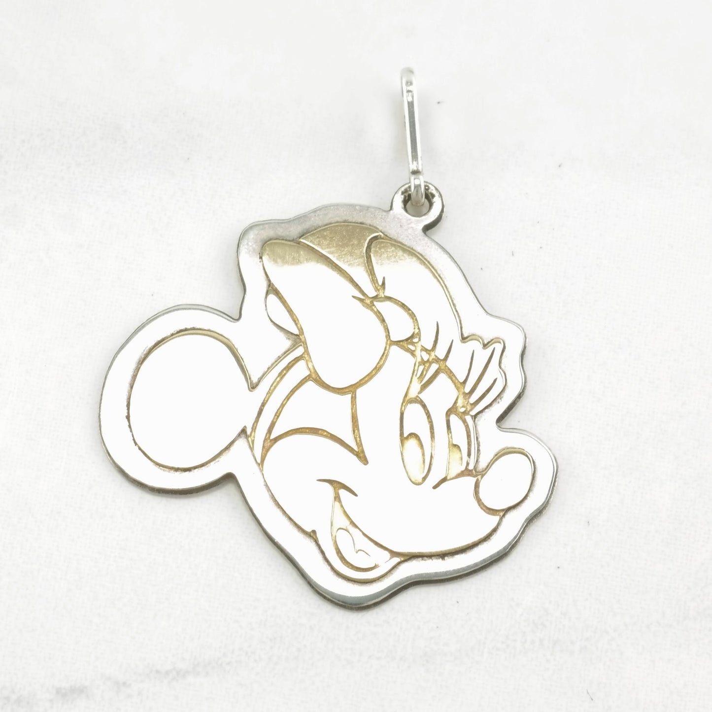 Vintage Diamond, Two Tone Minnie Mouse Sterling Silver Pendant