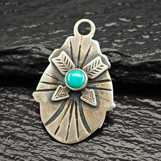 Vintage Native American Turquoise Pendant Sterling Silver