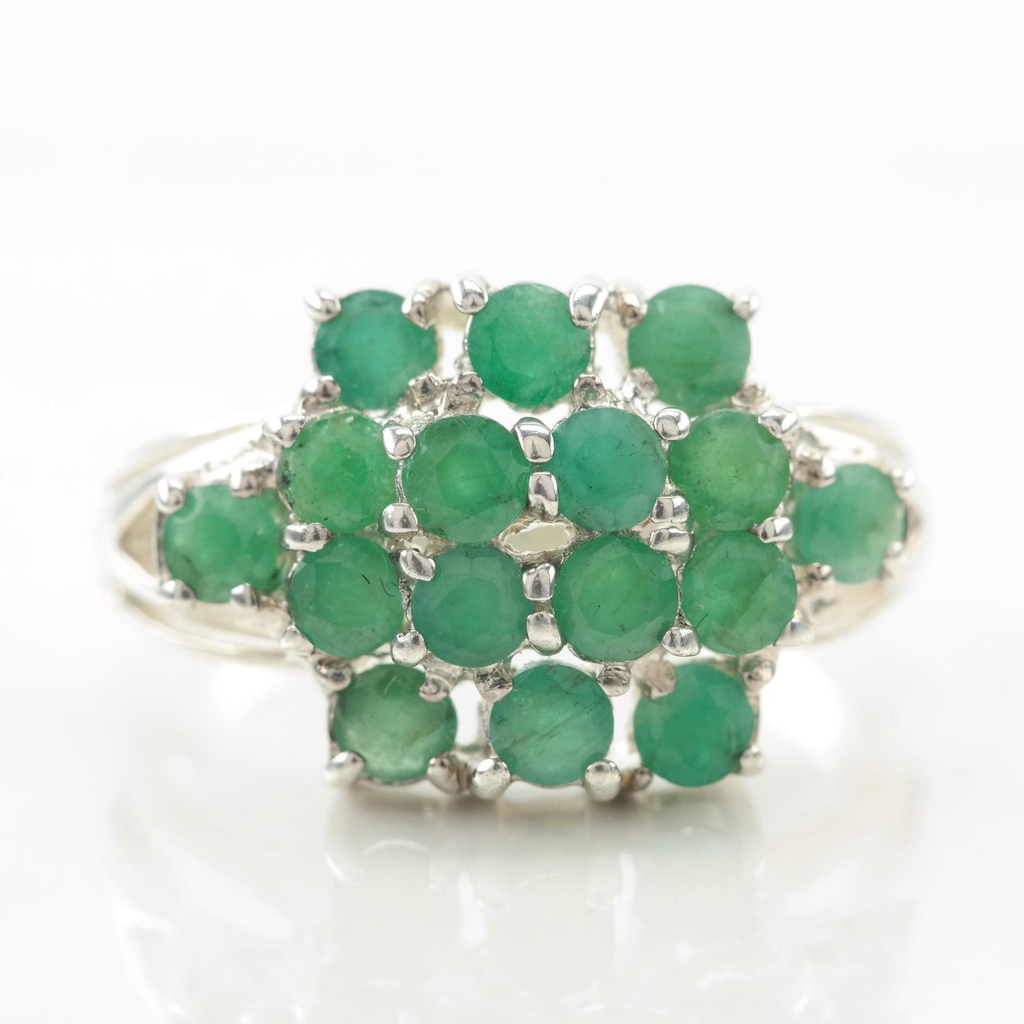 Vintage Emerald Sterling Silver Ring Size 7 1/4