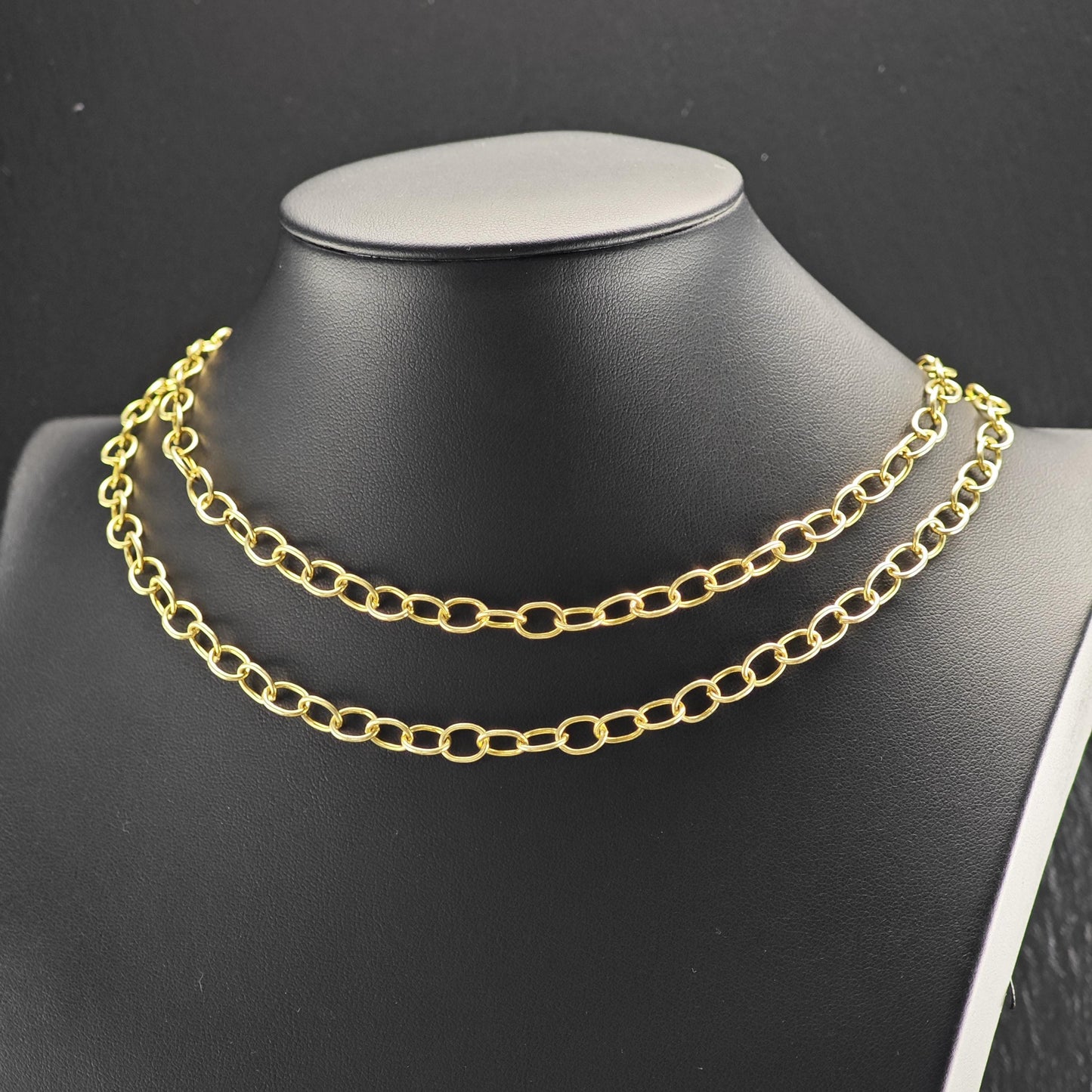 Gold Plated Oval Chain Sterling Silver Necklace N2754