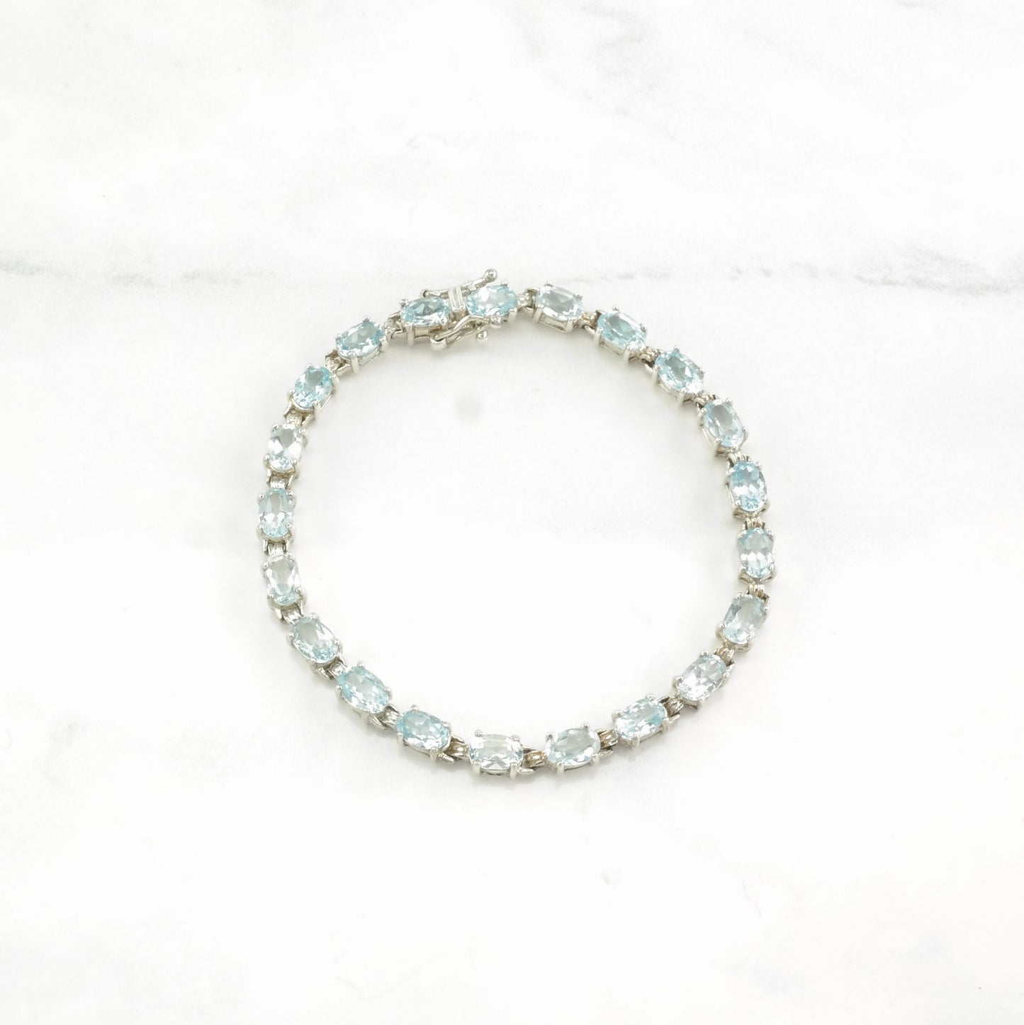 Vintage Sterling Silver Tennis Bracelet Blue Topaz