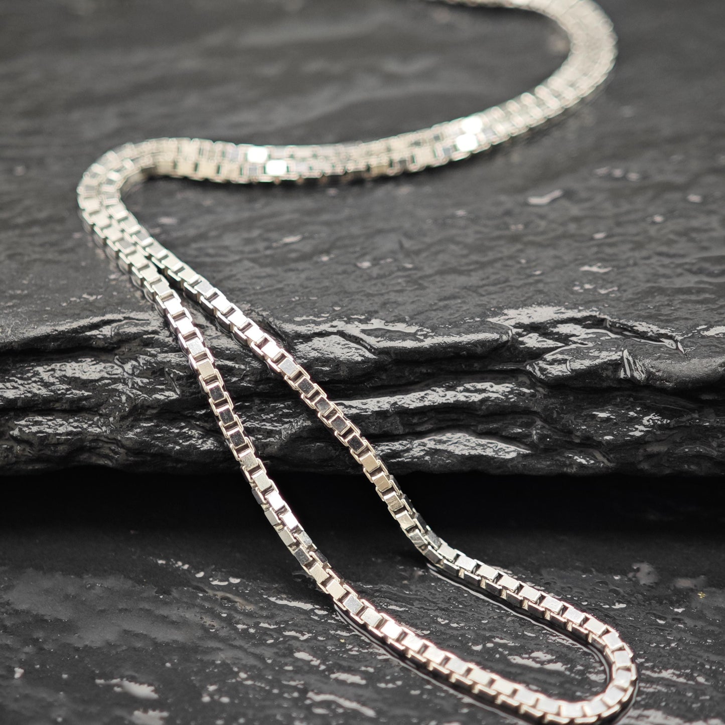 Adjustable slider Box Chain Sterling Silver Necklace 24" N2629
