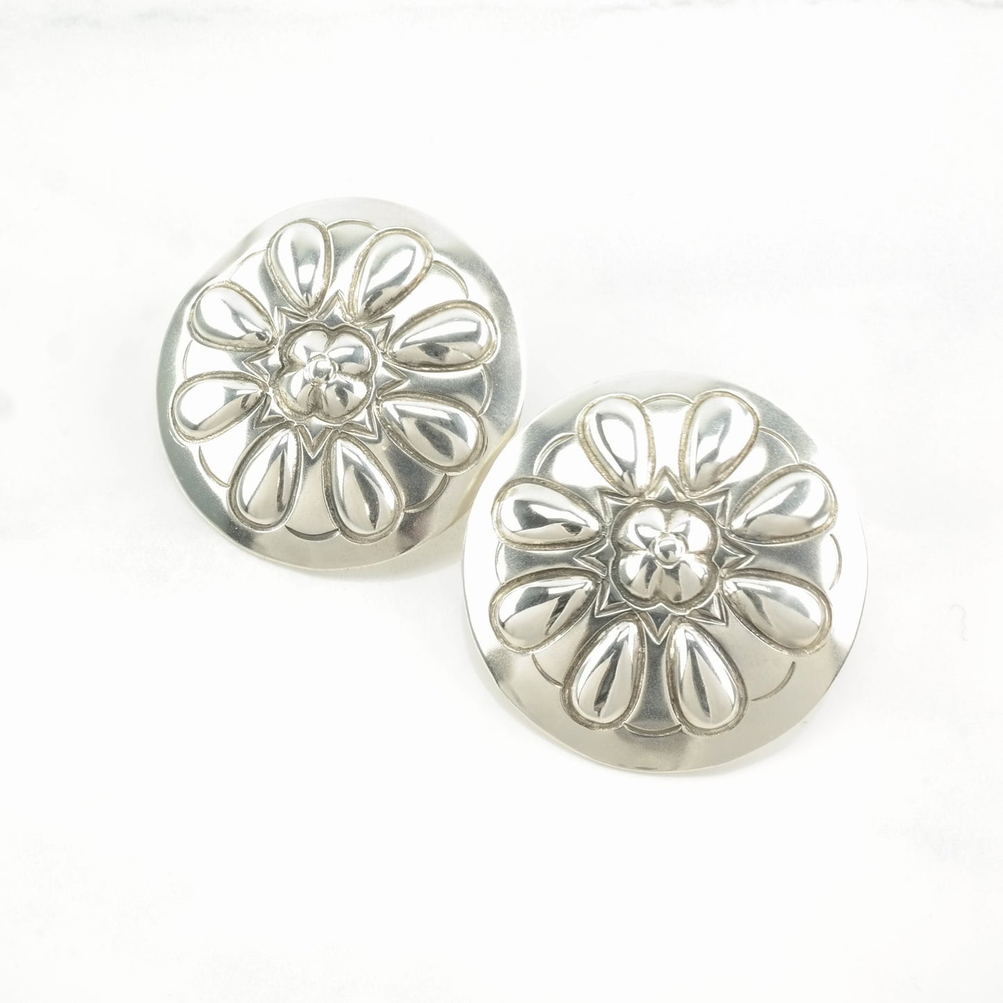 Vintage Sterling Silver Stud Earrings Southwest Dome Stamped, Shield