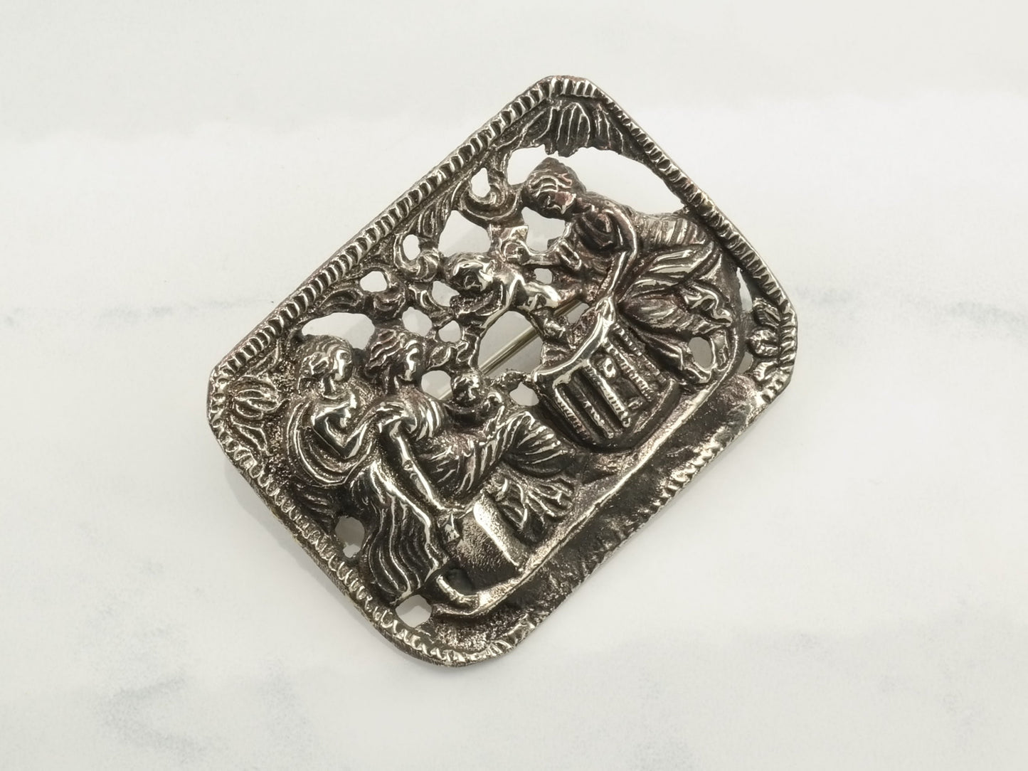 Austro Hungarian Sterling Silver Brooch People