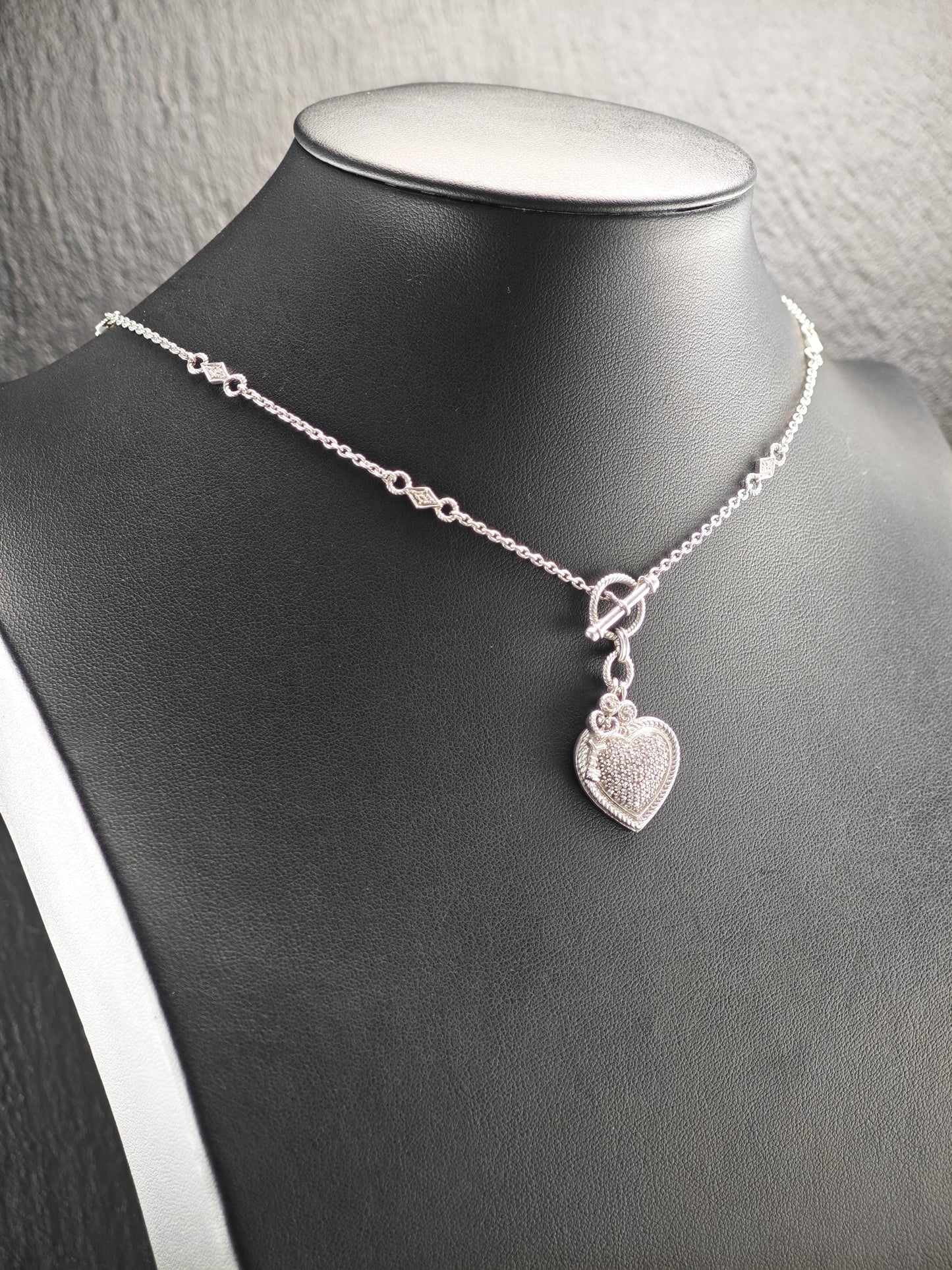 Diamond Heart & Key Necklace Sterling Silver N2490