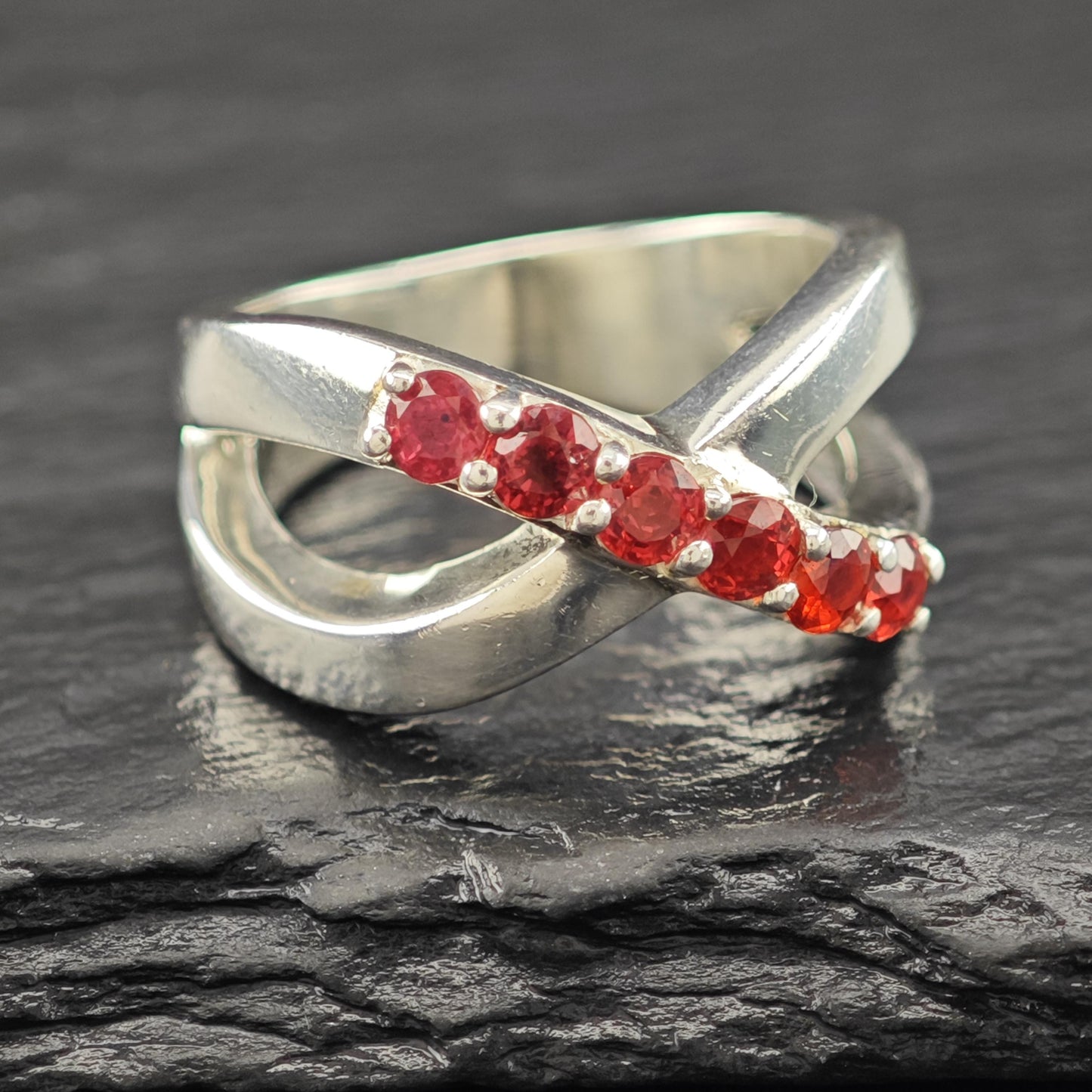 Sterling Silver Ring Red Lab Ruby Center Size 6 1/2 R6110