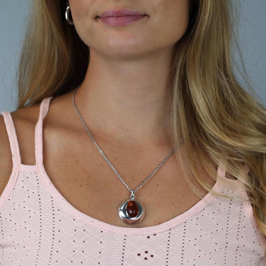 Denmark Amber, Oval Necklace Sterling Silver N2521
