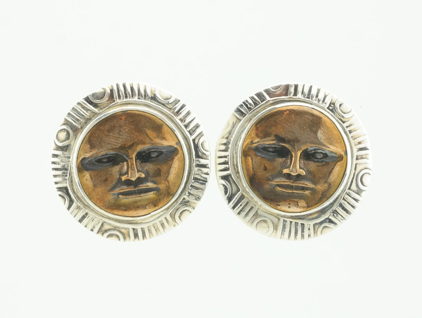 Tabra Sterling Silver Aztec Sun Stud Earrings