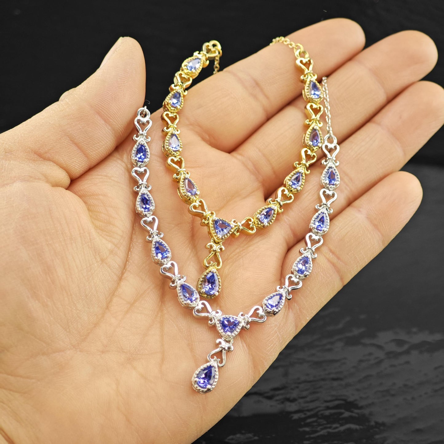 Choice of Sterling Silver Gold Plated Tanzanite Necklace N2653