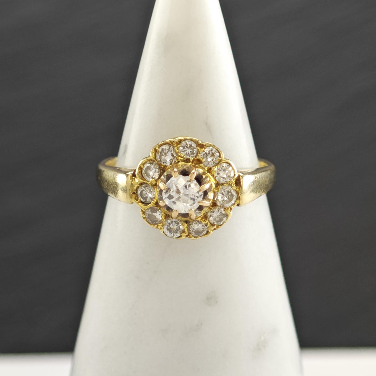 AS IS Diamond Halo 14K Gold Ring Sz 6 1/2 R6784