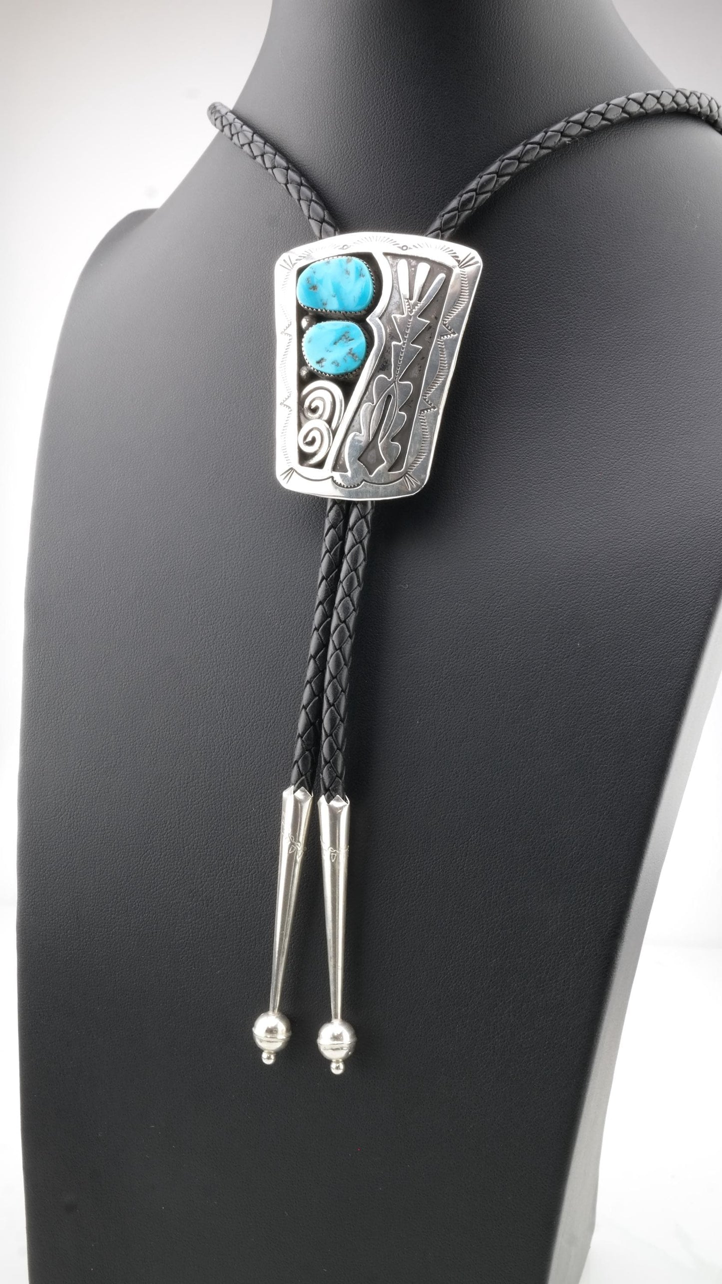 Turquoise Sleeping Beauty Bolo Tie Native American Sterling Silver Blue Necklace