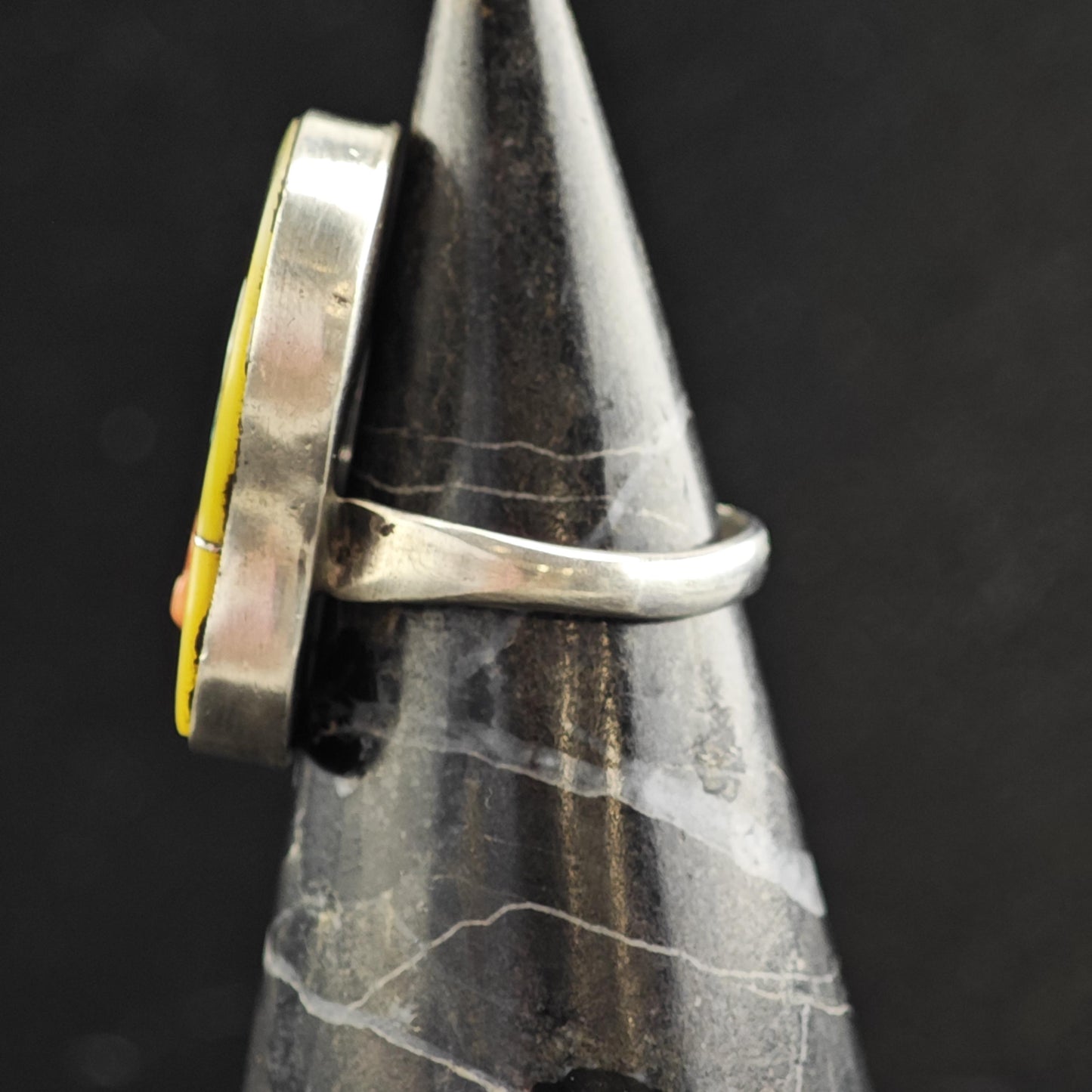 Cartoon Bird Inlay Sterling Silver Ring Sz 6 R6556