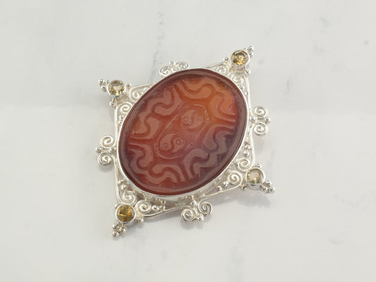 Sajen Agate Pendant Sterling Silver Brooch