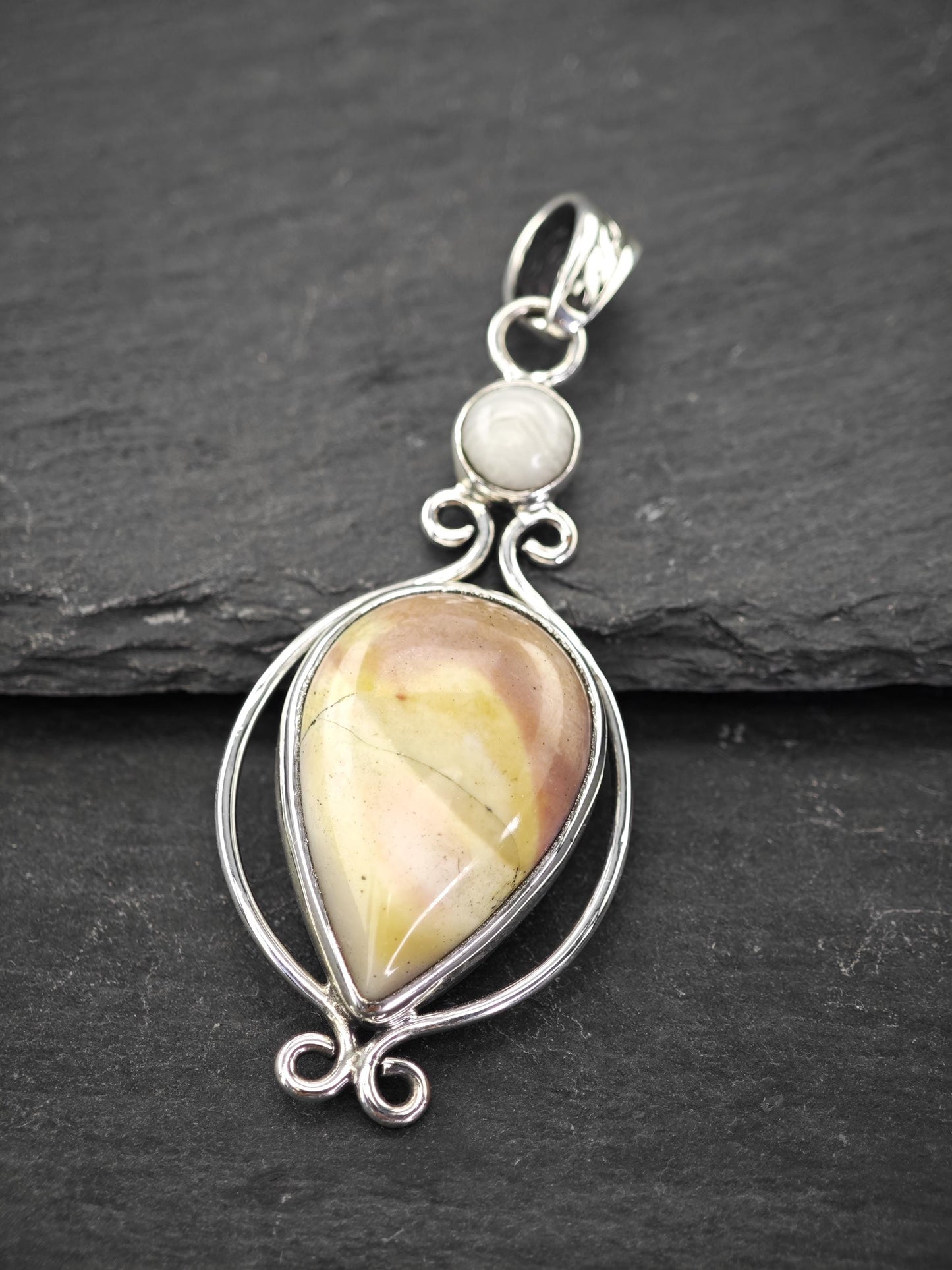 Vintage Jasper Pendant, Sterling Silver