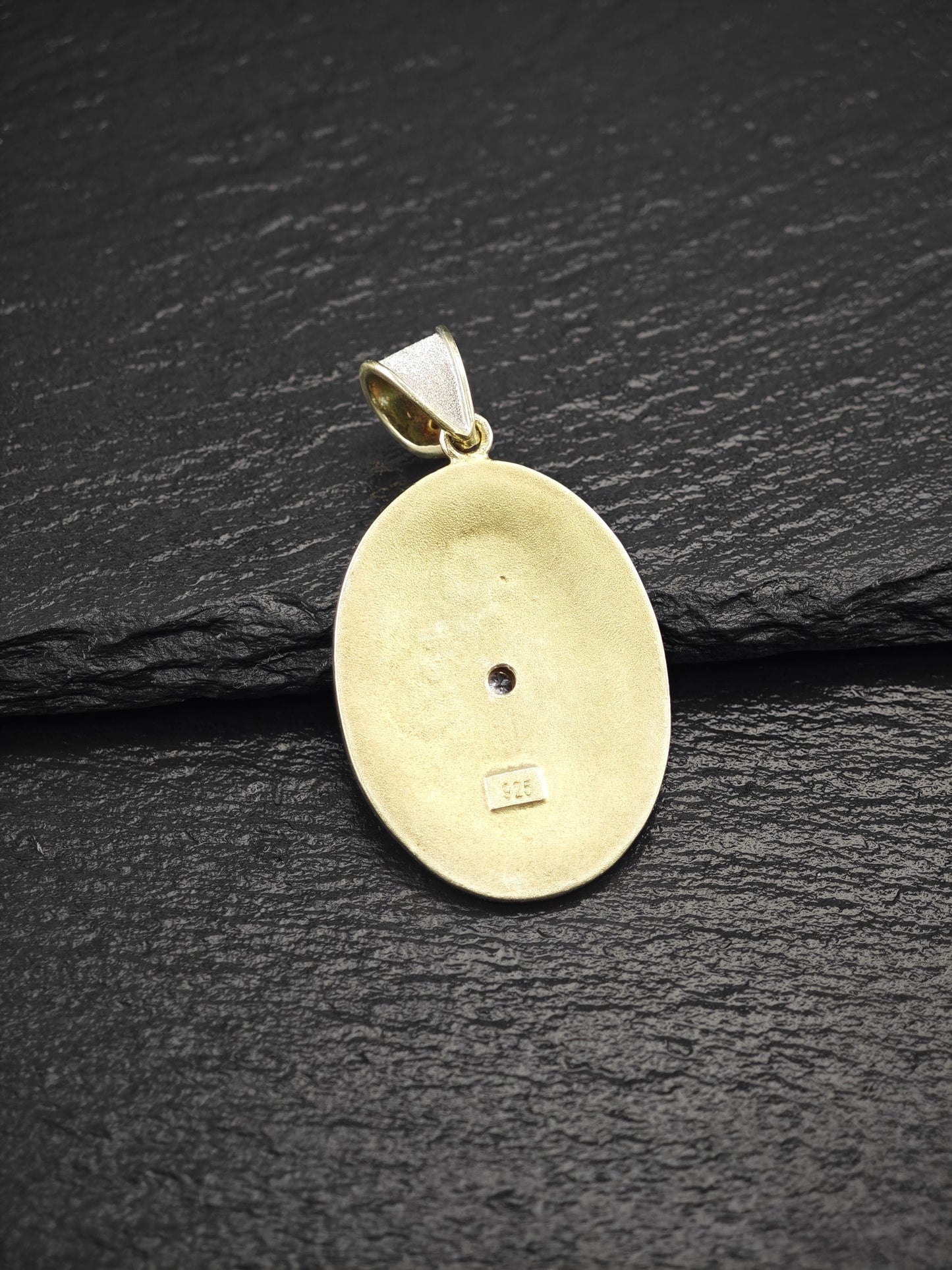 Oval, Gold Tone CZ Pendant Sterling Silver P2730