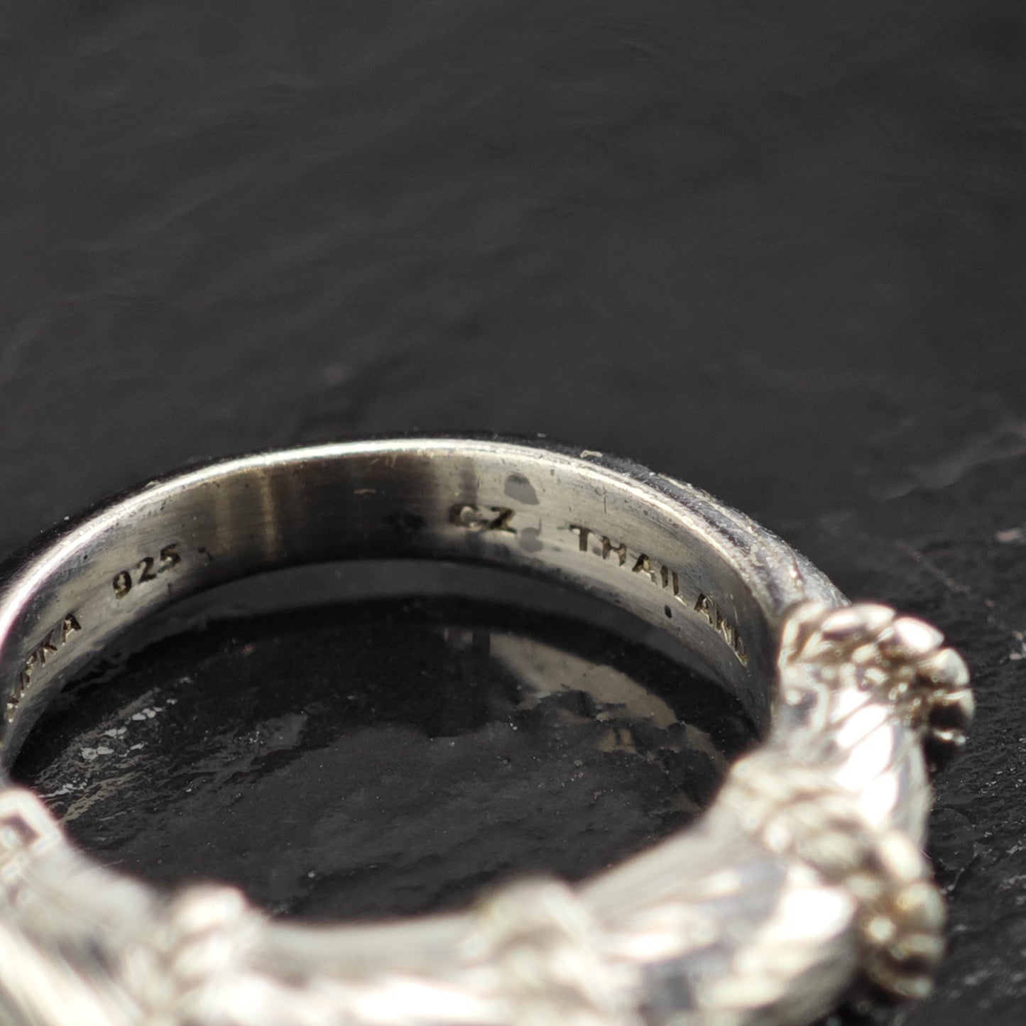 Judith Ripka Heart Charm Sterling Silver Ring Sz 6 and R6547