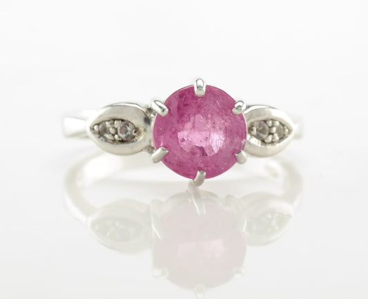 Silver Ruby Ring Size 7 Pink Sterling