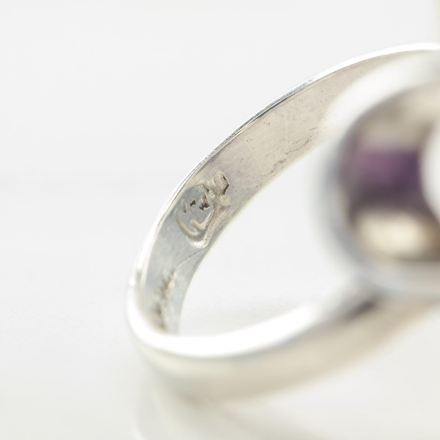 Sterling Silver Ring Lab Corundum Floral Purple Sz5 1/2 R5469
