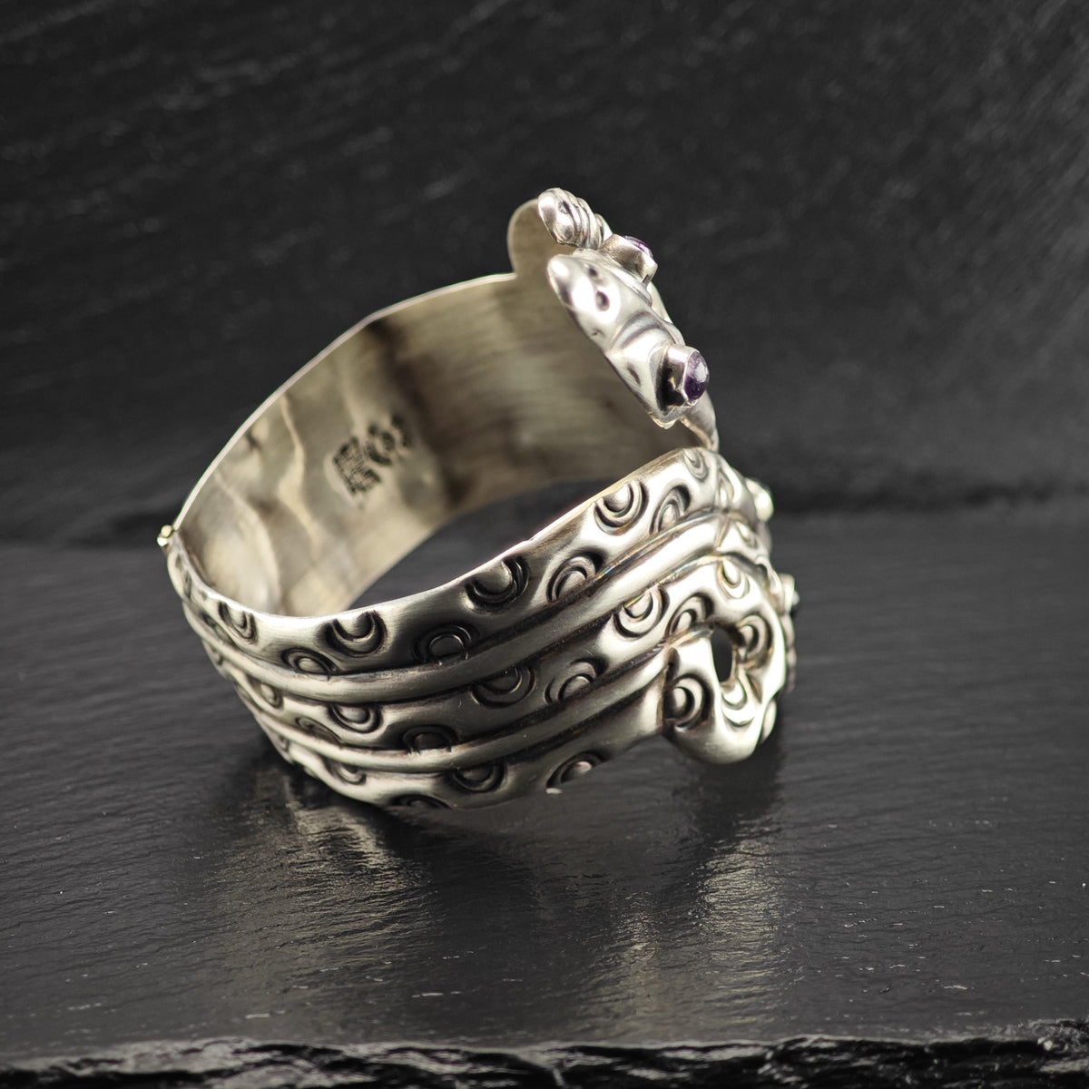 Taxco Snake Clamper Bracelet Sterling Silver Sz 6 1/2" BR3195