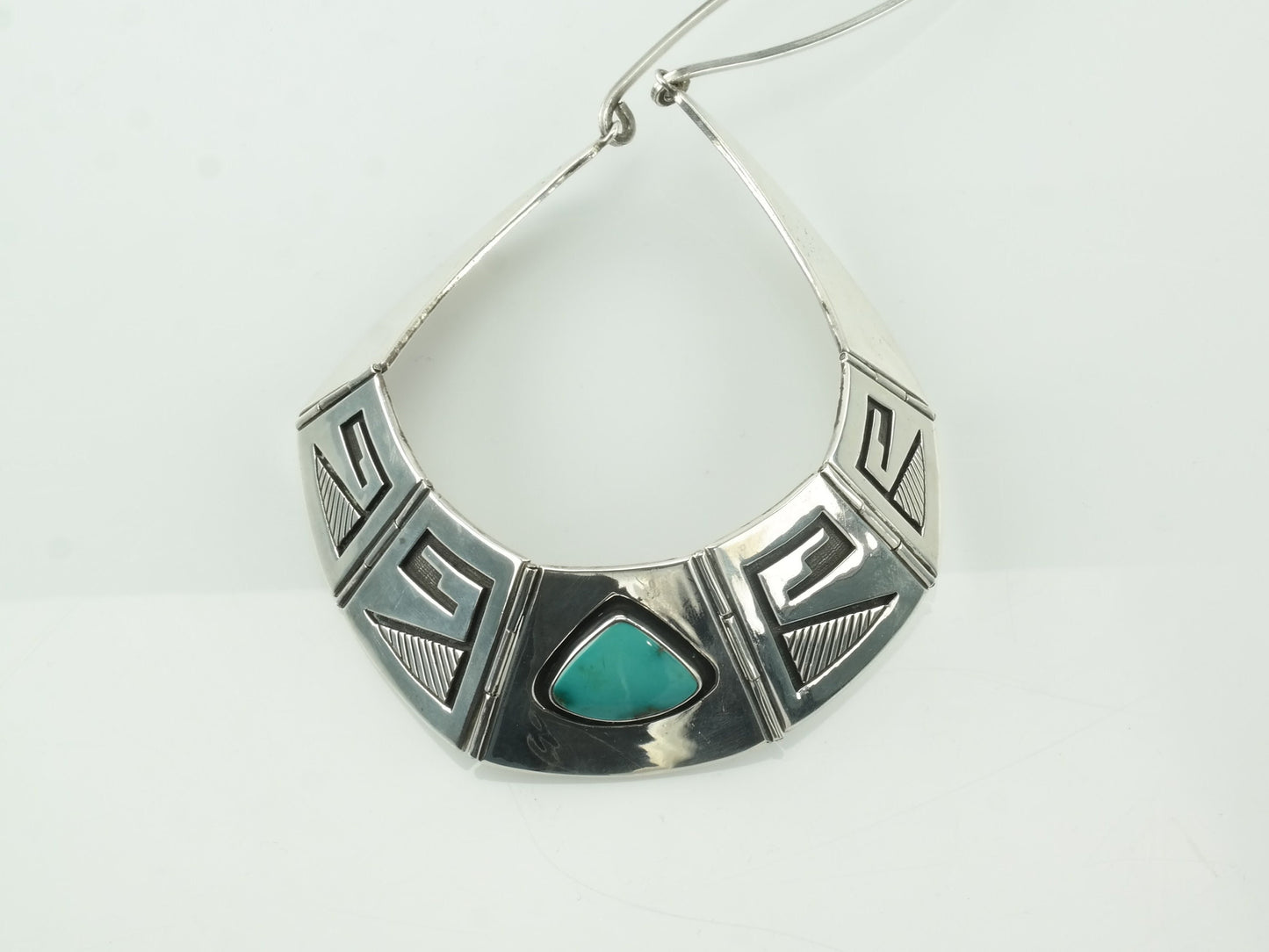 Native American Sterling Silver Blue Turquoise Overlay Necklace Ted Wadsworth