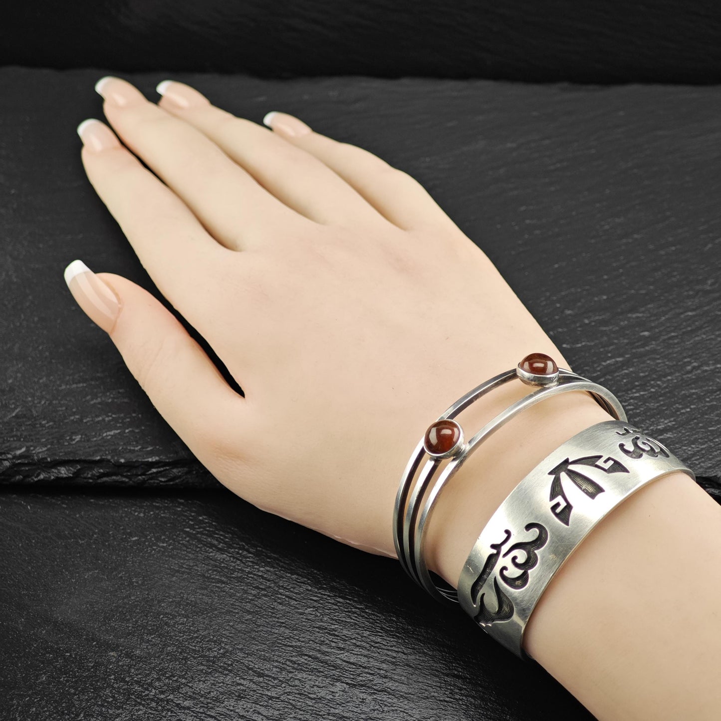 Hopi, Hubert Yowystewa Overlay Cuff Bracelet Sterling Silver Native American