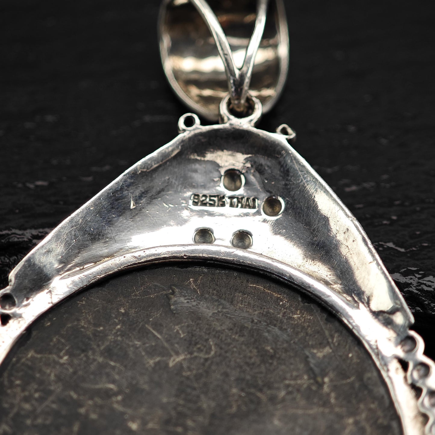 Cameo Pendant in Sterling Silver with MOP Onyx Marcasite P2755