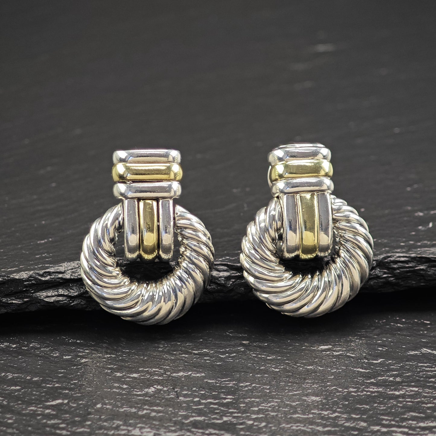David Yurman Doorknockers, 14k Gold Accent & Post Omega Back/Dangle Earrings Sterling Silver