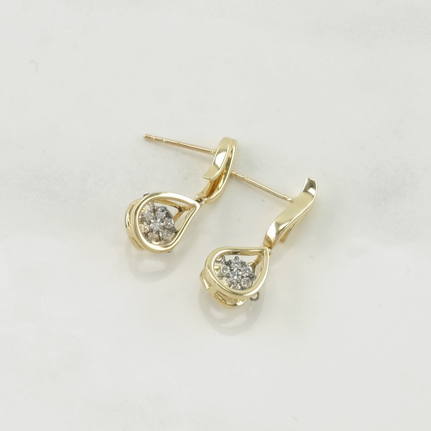 14k Diamond Gold Stud Dangle Earrings Floral, Teardrop, Dangle Sevan