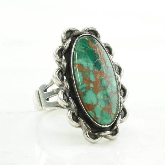 Native American Silver Ring Turquoise Oval Sterling Size 7 1/4