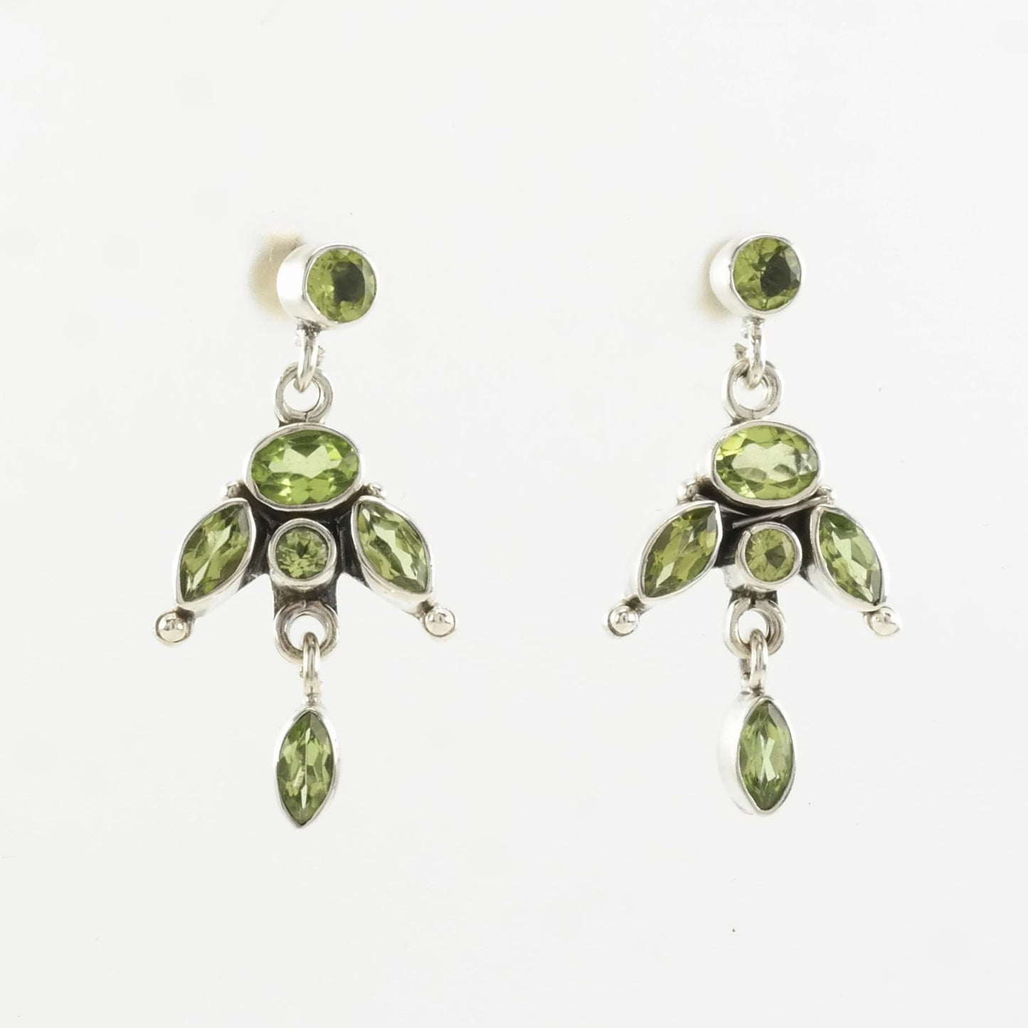 Vintage Sterling Silver Peridot Earrings Stud Dangle