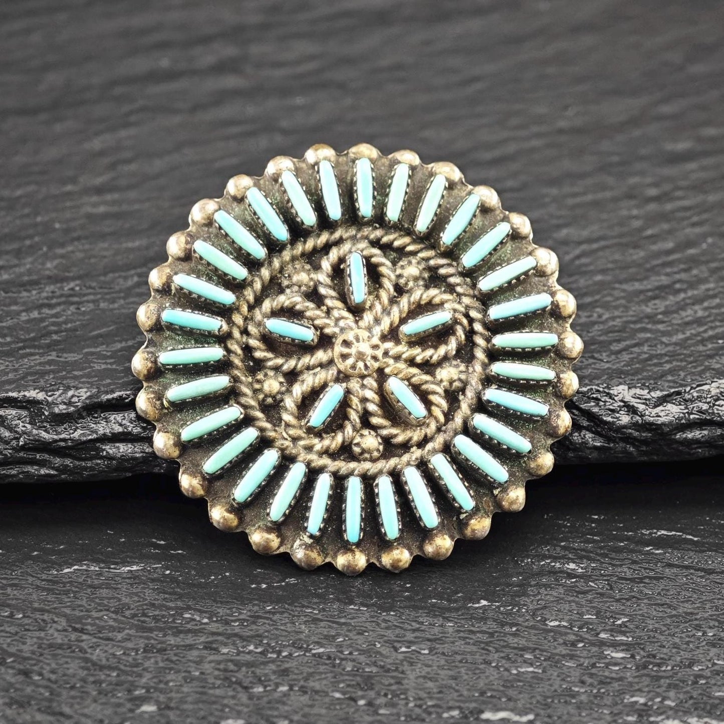 Native American, Zuni Cluster Brooch/Pendant Sterling Silver