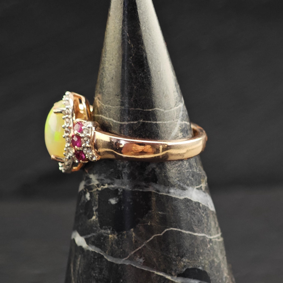 Opal Ruby Rose Gold Plated Sterling Silver Ring Sz 7 R6733