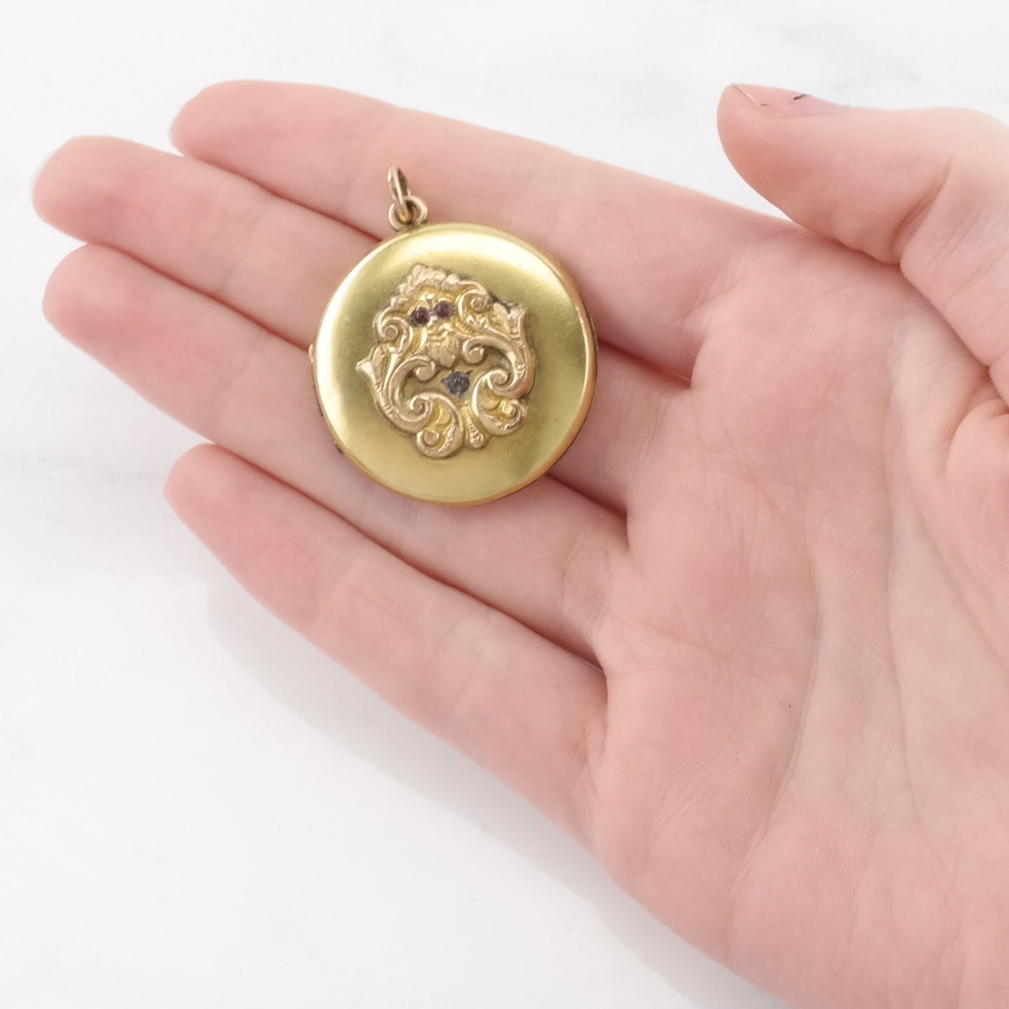 Vintage Art Nouveau Paste Locket Gold Fill Pendant