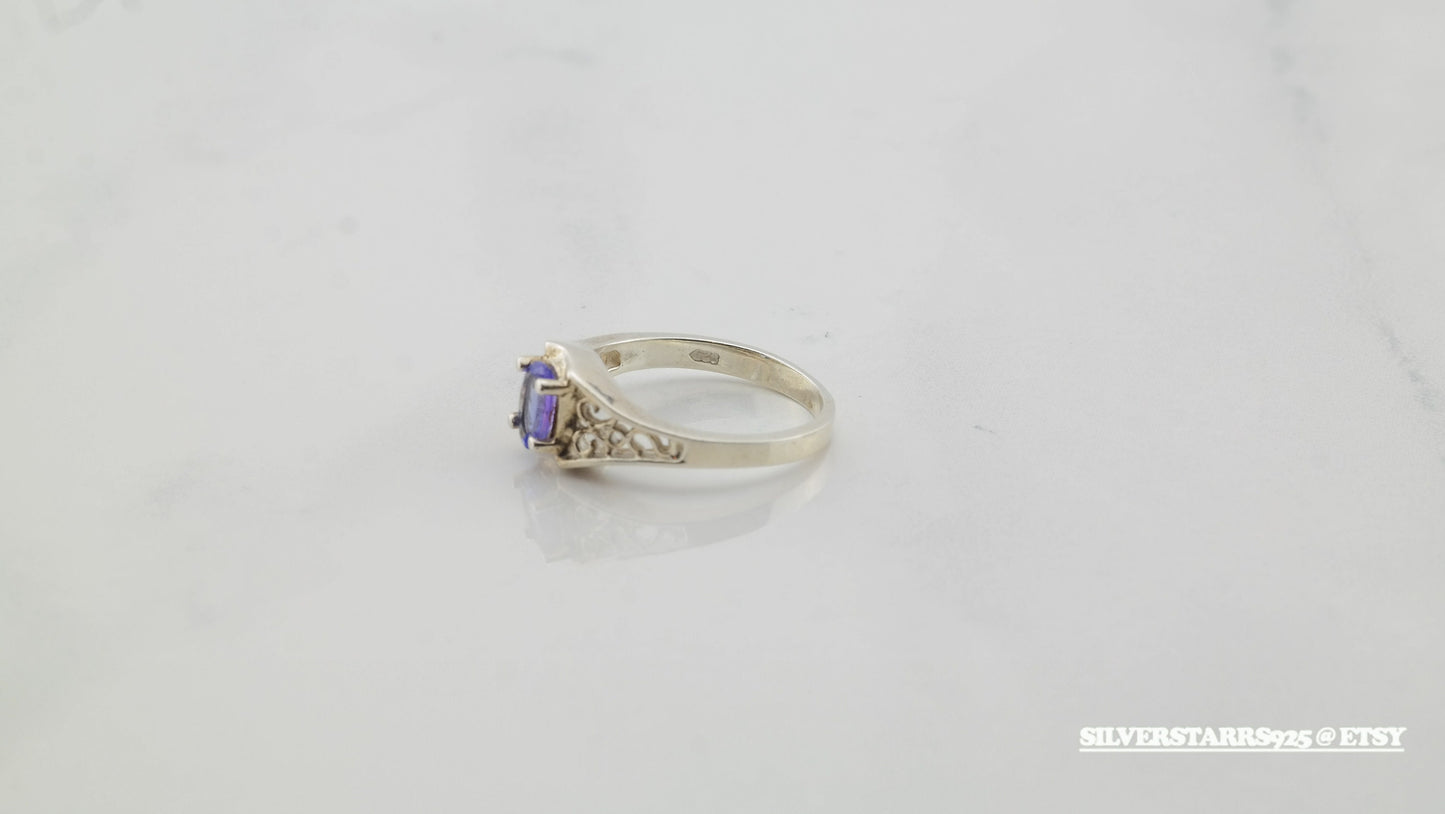 Sterling Silver Ring Amethyst Purple Size 5