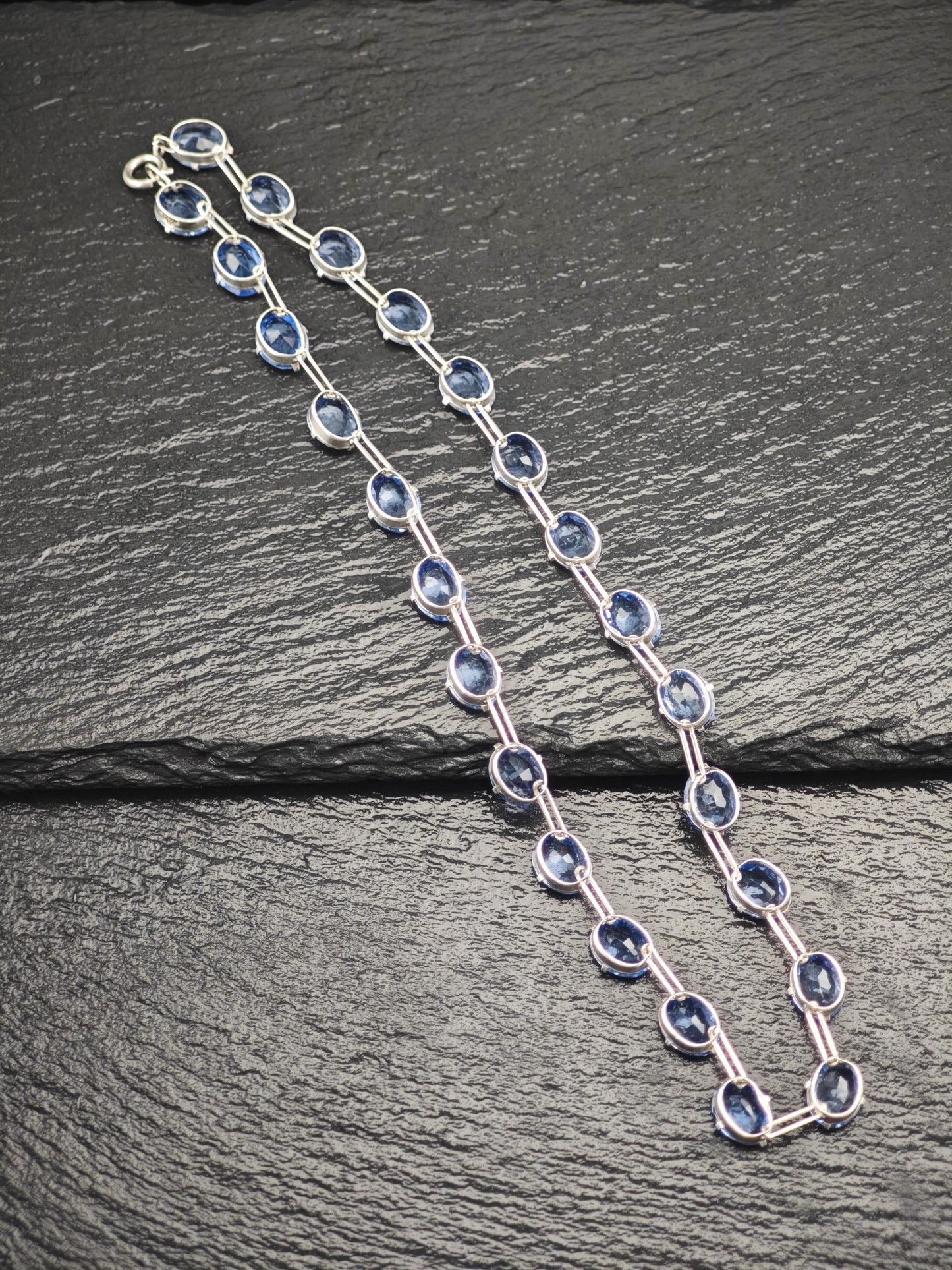 Blue Paste, Oval Necklace Sterling Silver N2520