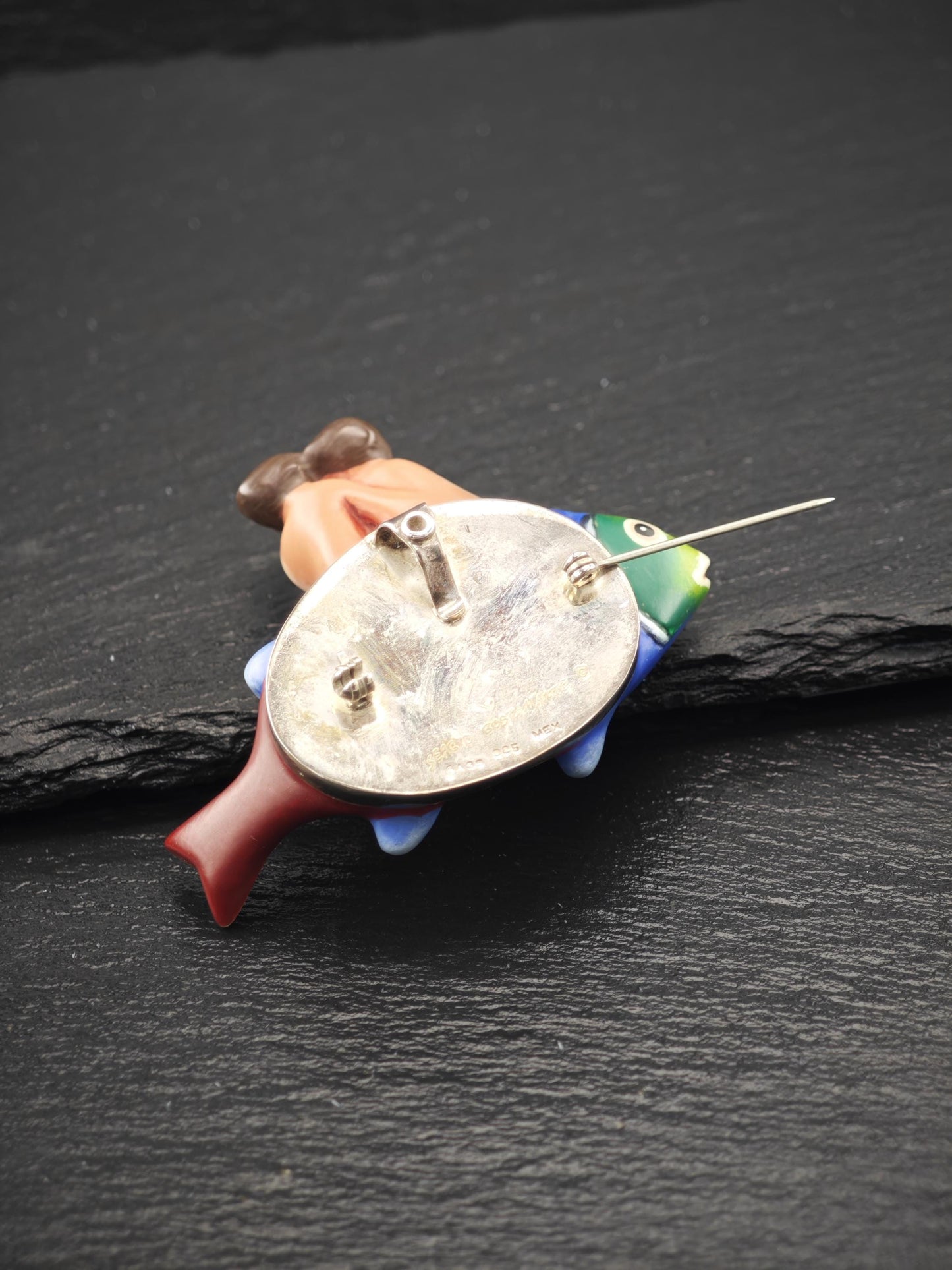 Sergio Bustamante Fantasy Fish, People Brooch/Pendant Sterling Silver