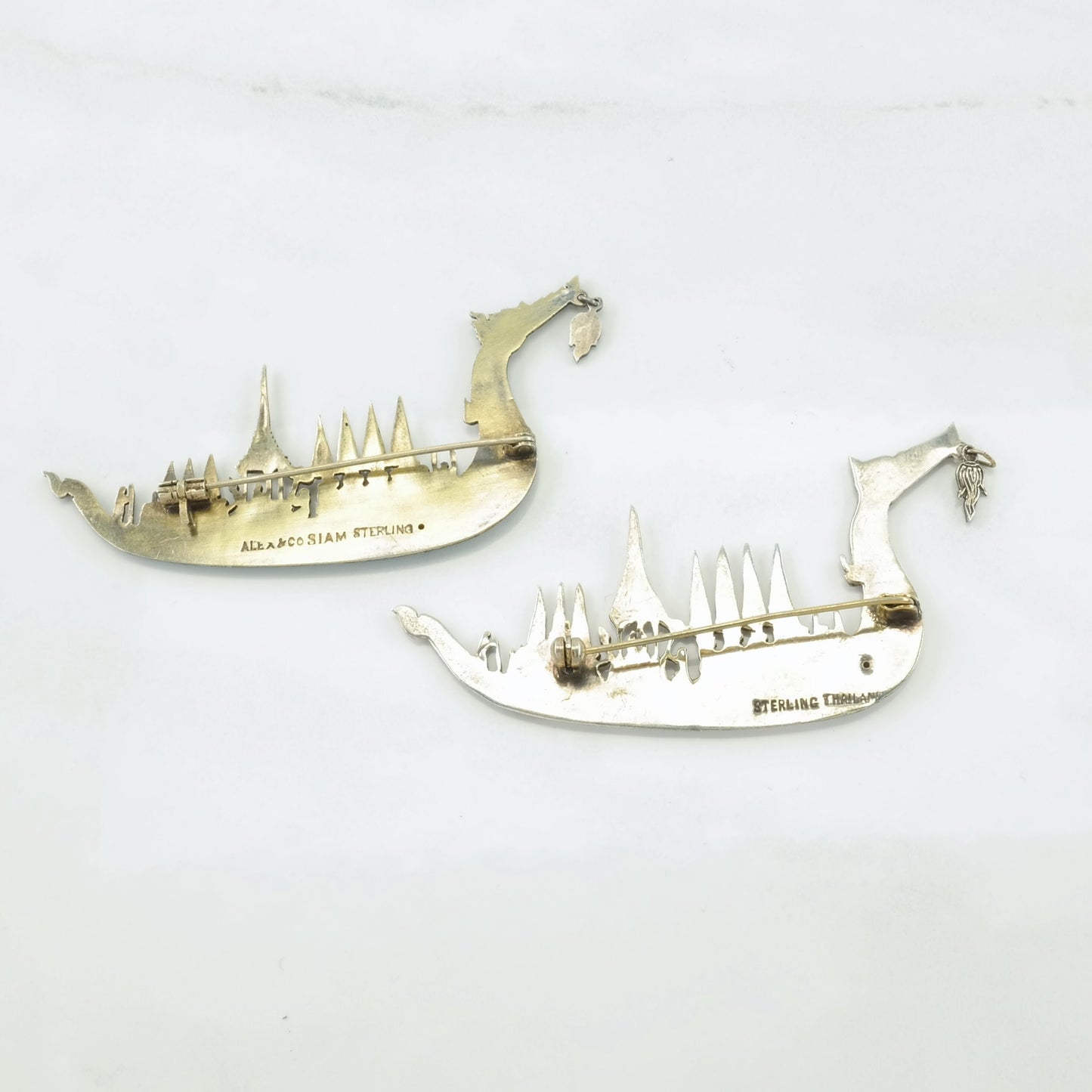 Vintage Choice Sterling Silver Brooch Boat Enamel