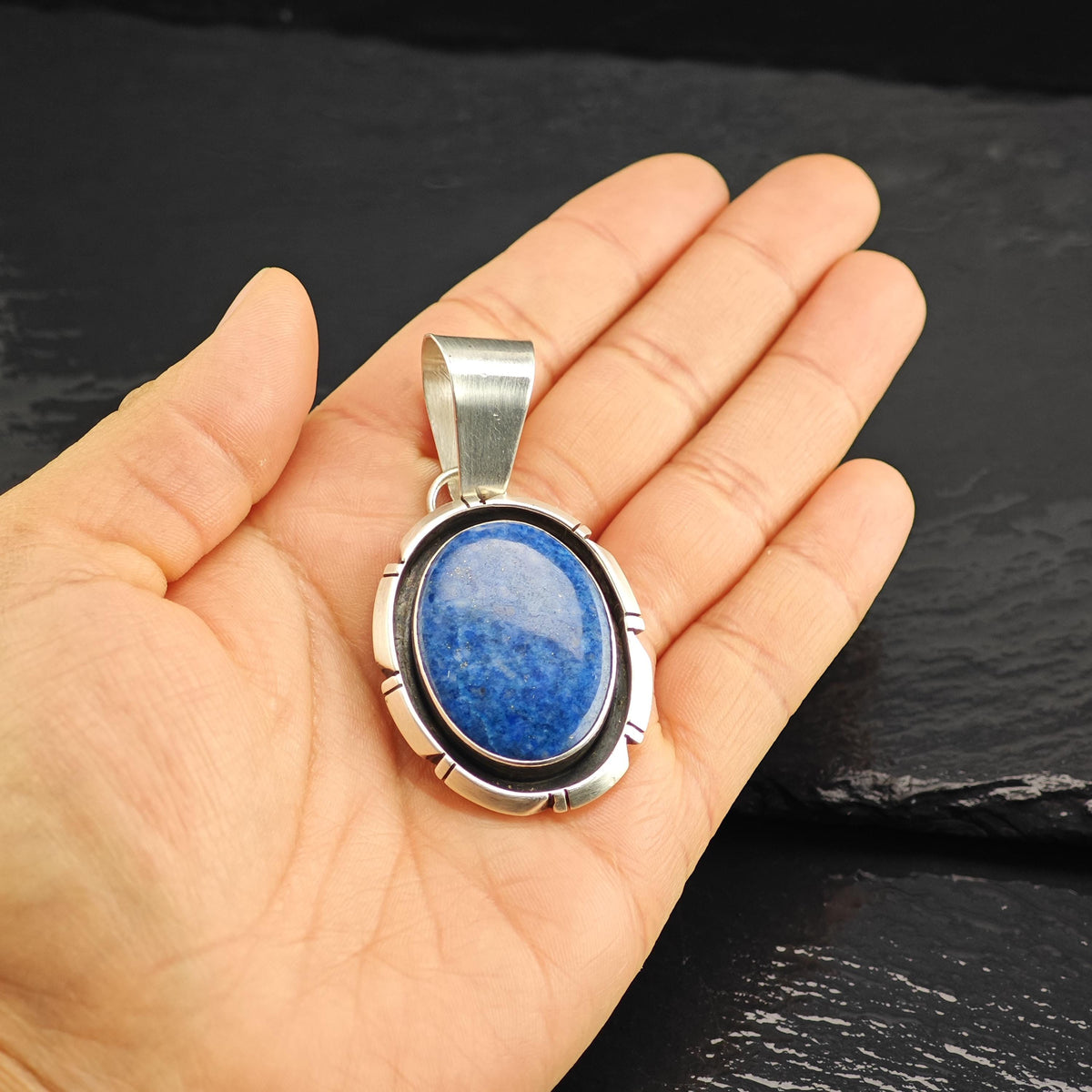 Oval Sodalite Pendant Sterling Silver P3133