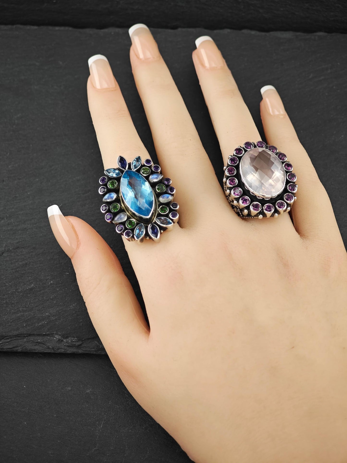 Vintage Nicky Butler Blue Multi-stone Ring Sterling Silver Sz 9 or 7