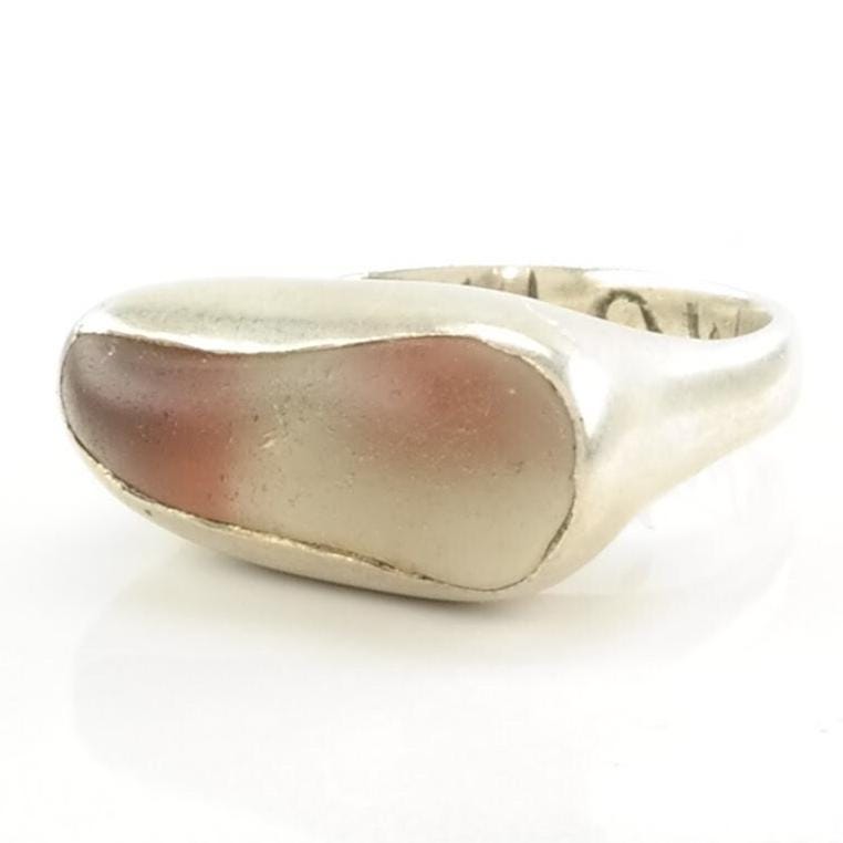 Vintage Designer Silver Ring Sea Glass Sterling Size 7