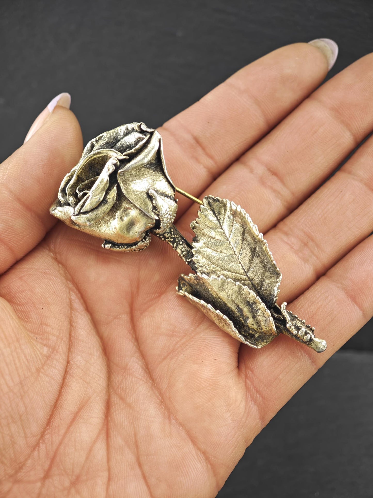 Tilda, Denmark, Crushed Rose Sterling Silver Brooch
