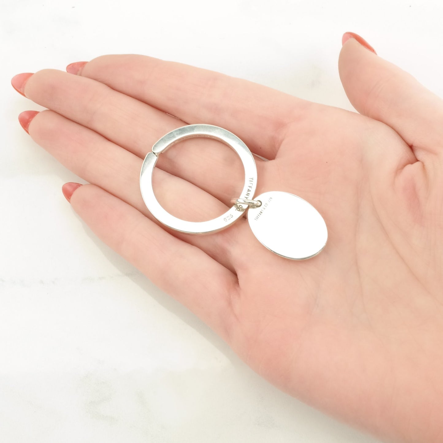 Vintage Tiffany & Co. Sterling Silver, Oval Tag Key Ring MISC0186